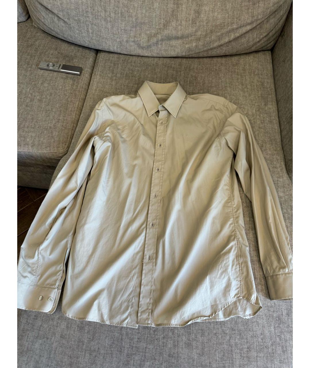 BURBERRY Бежевая хлопко-полиэстеровая классическая рубашка, фото 8