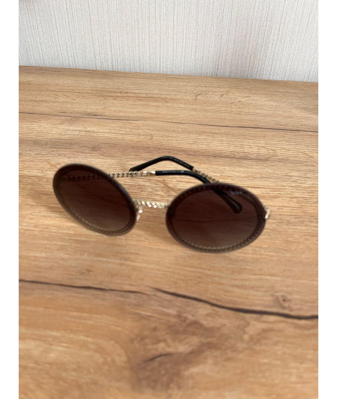 CHANEL Коричневые пластиковые солнцезащитные очки, фото 2