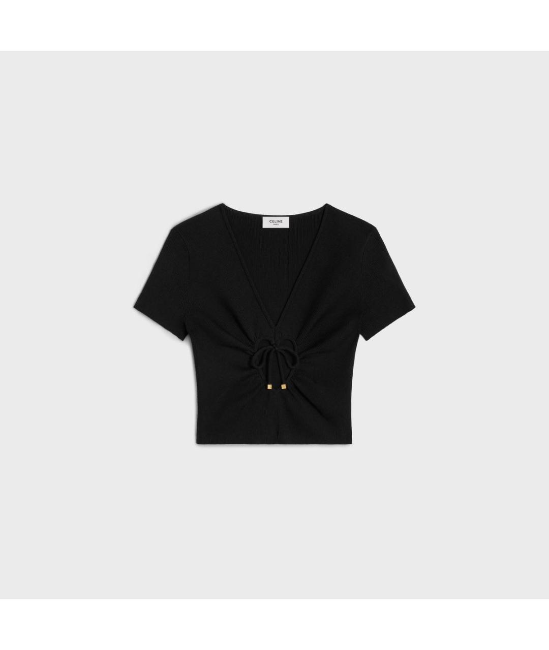 CELINE PRE-OWNED Черная хлопковая футболка, фото 5