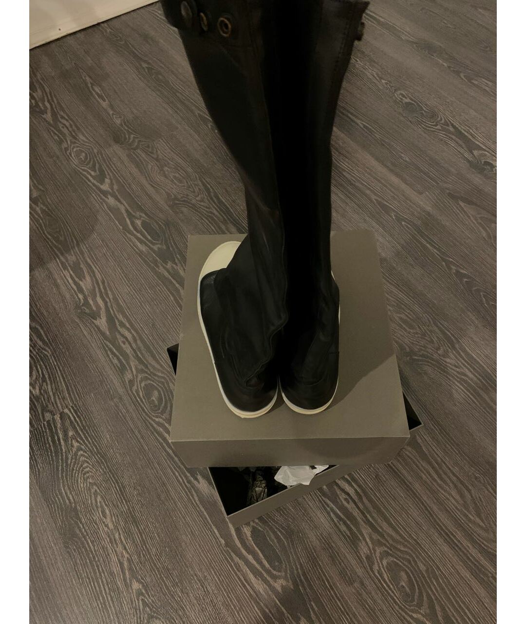 RICK OWENS Черные кожаные высокие ботинки, фото 4