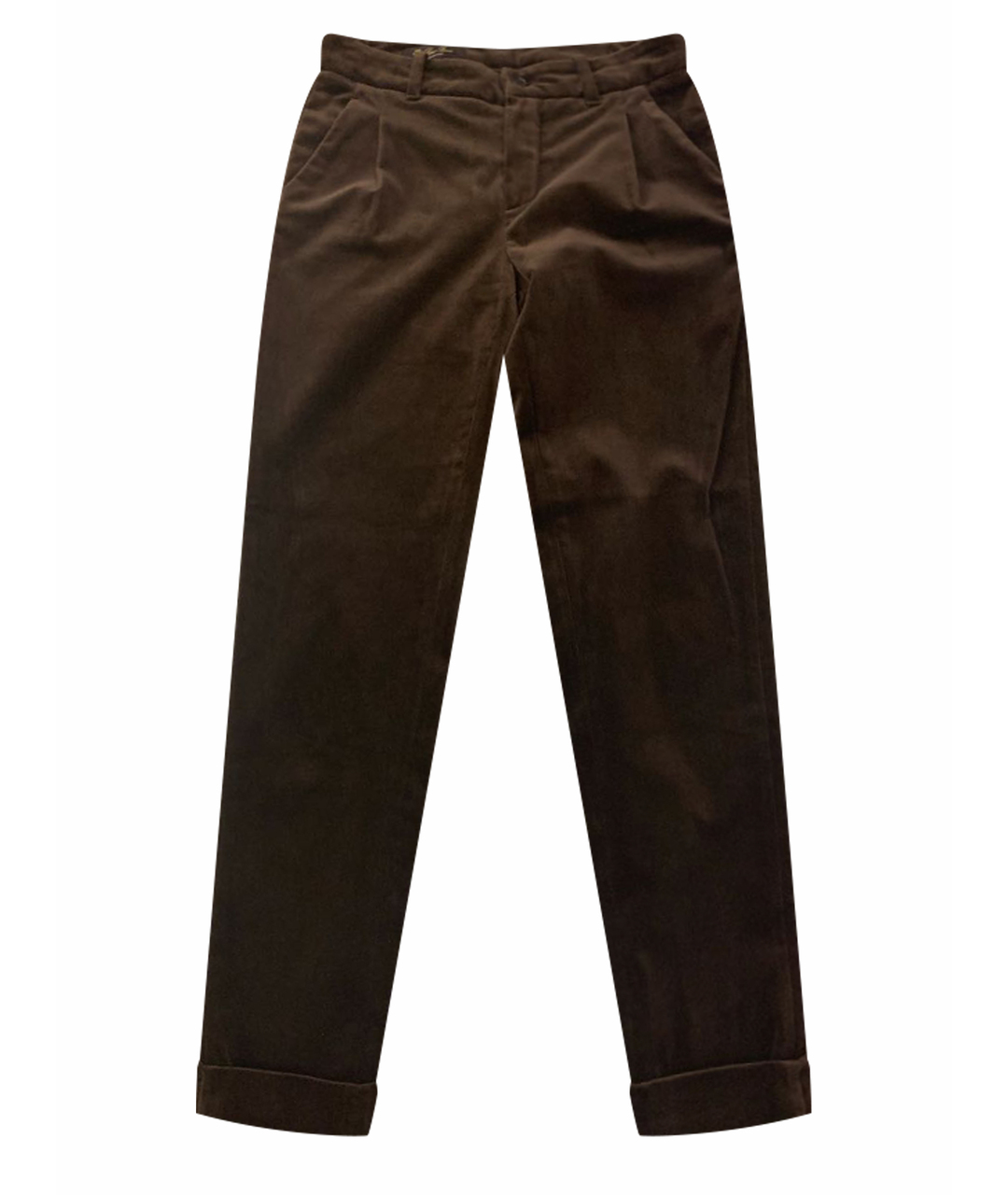 LORO PIANA Коричневые бархатные прямые брюки, фото 1
