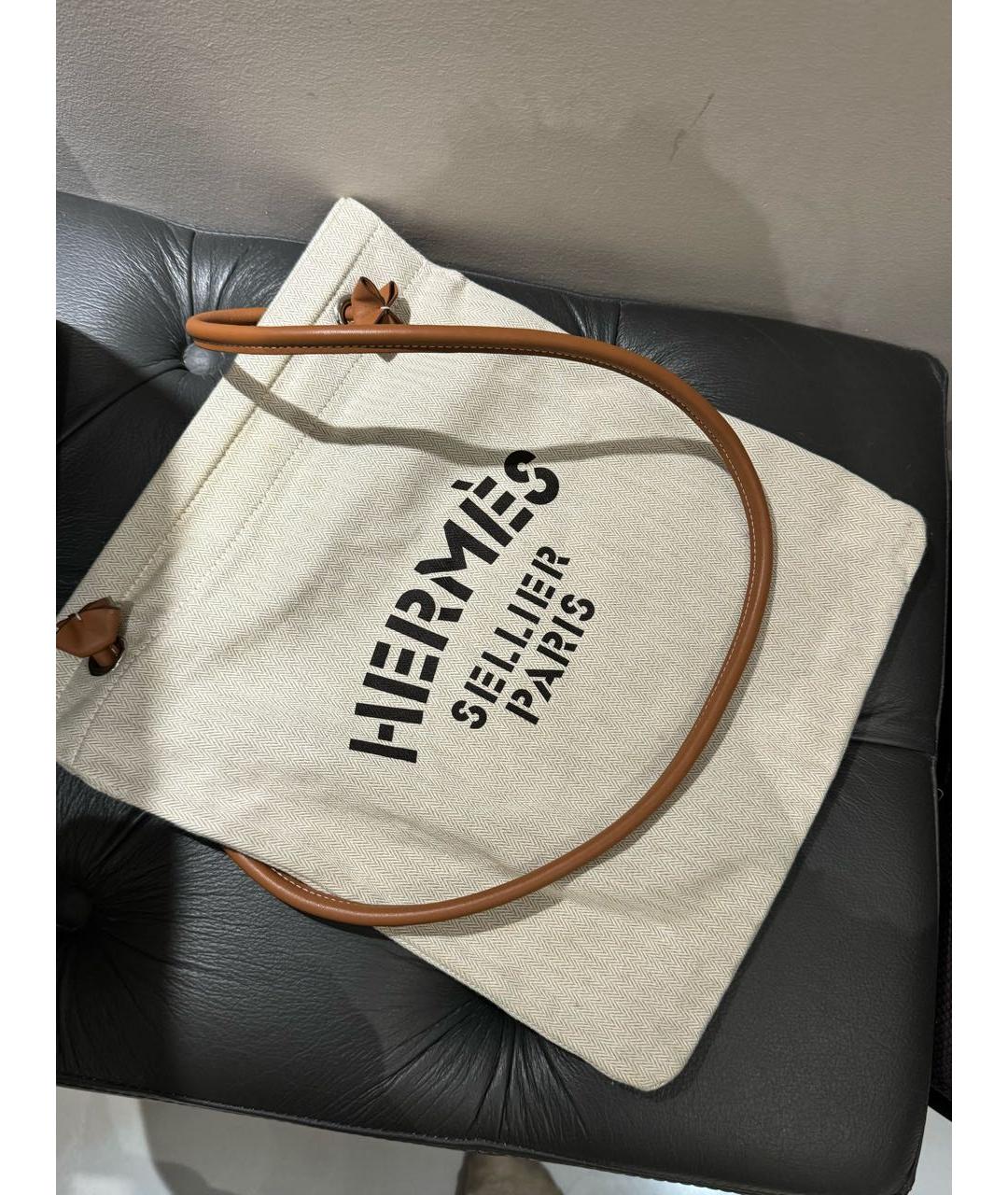 HERMES PRE-OWNED Бежевая тканевая пляжная сумка, фото 5