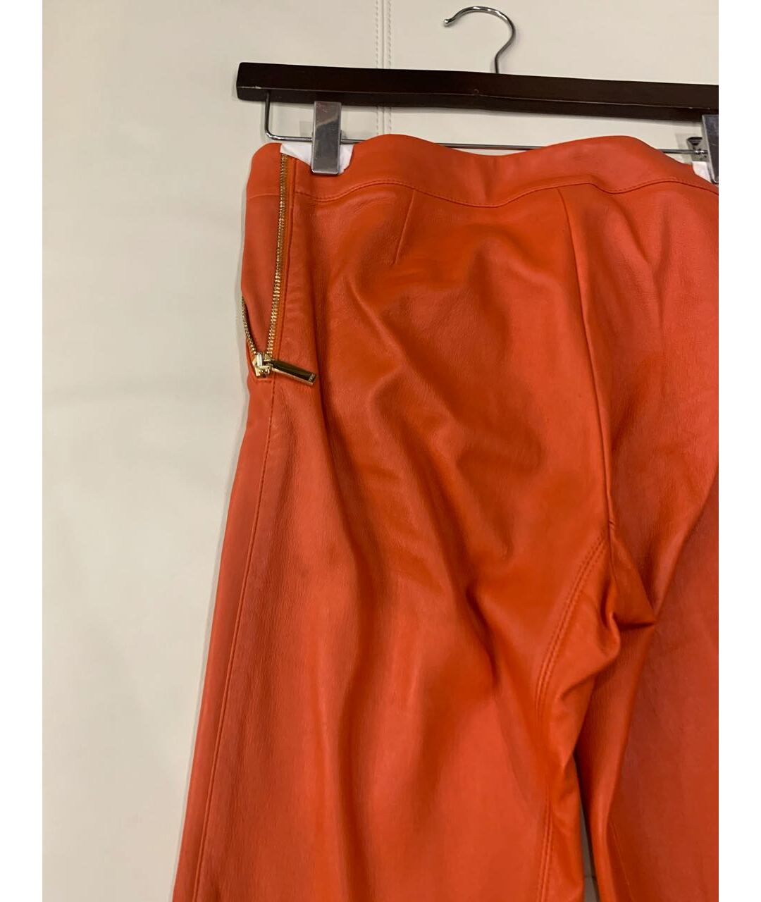EMILIO PUCCI Оранжевое кожаные прямые брюки, фото 3