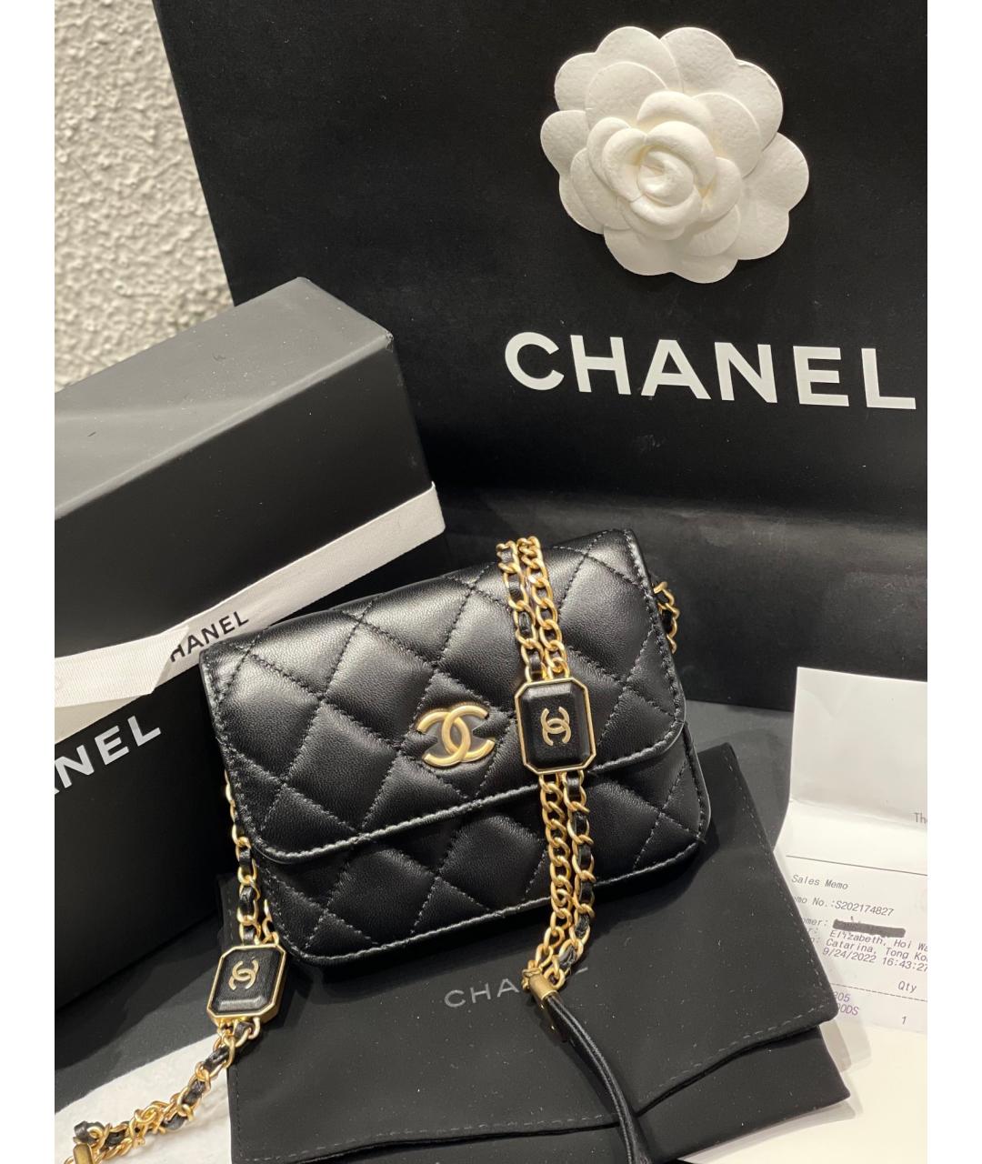 CHANEL PRE-OWNED Черная кожаная сумка через плечо, фото 9