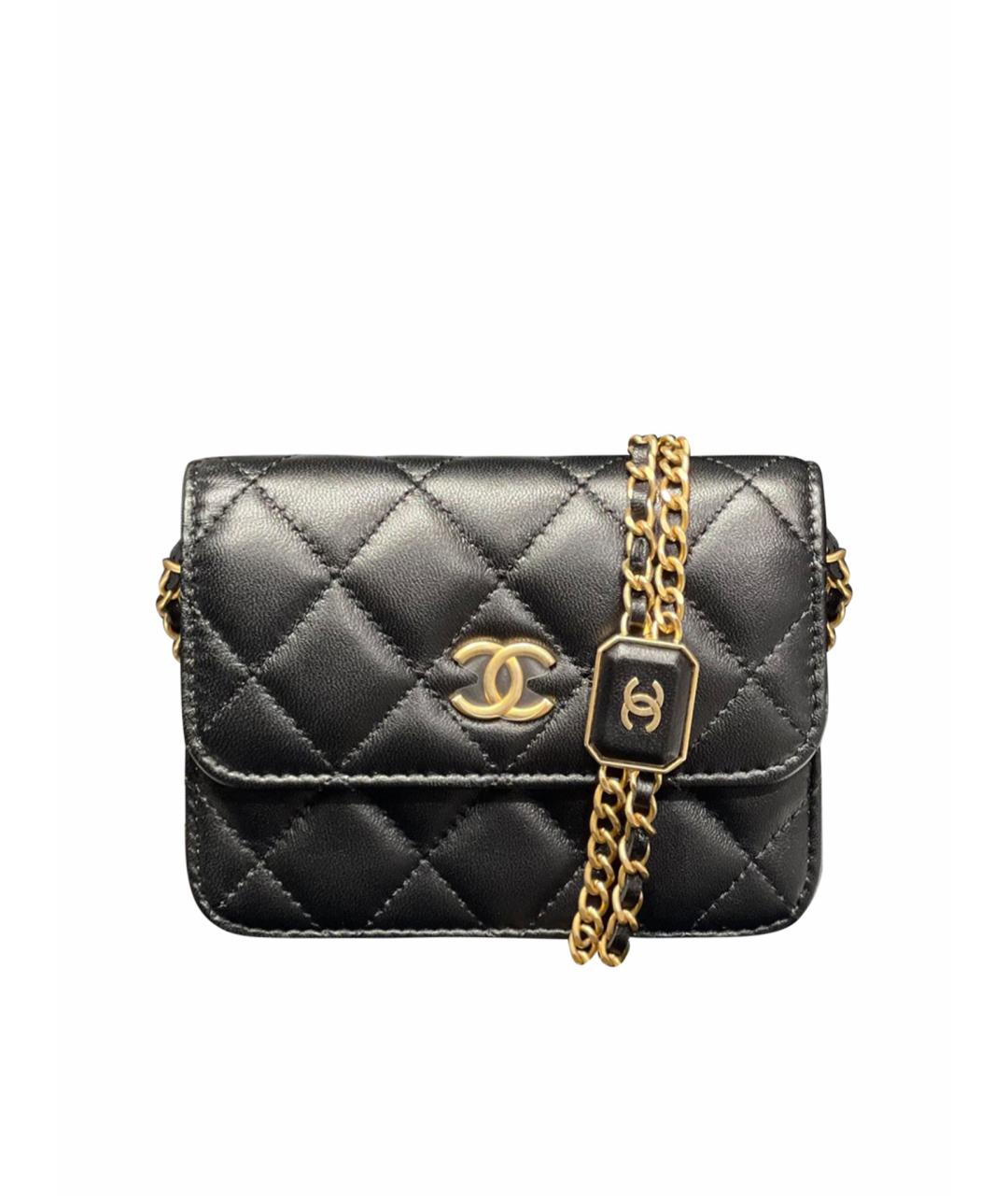 CHANEL PRE-OWNED Черная кожаная сумка через плечо, фото 1