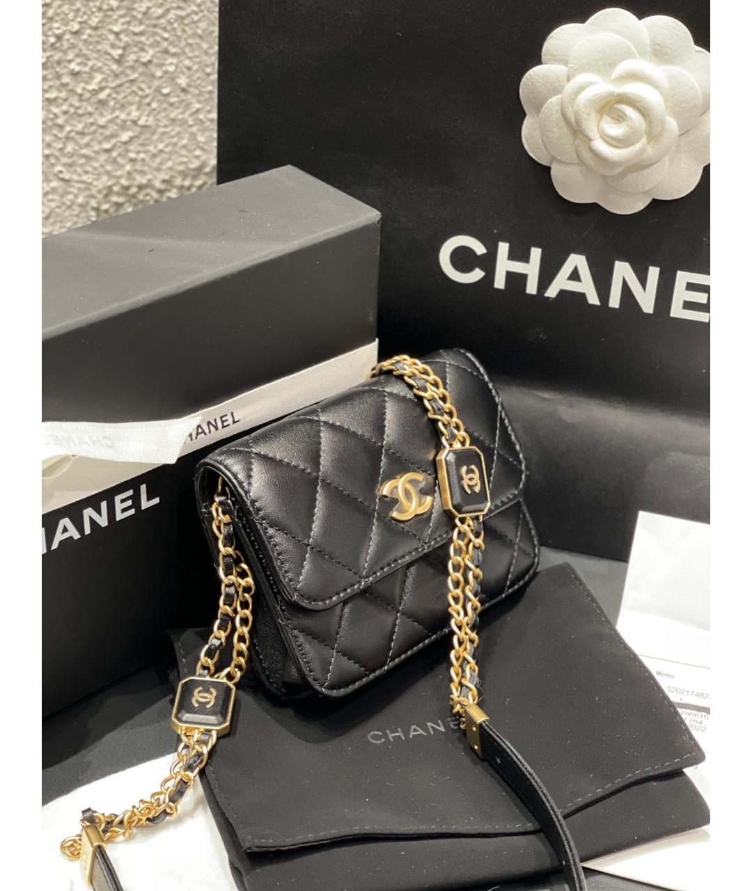 CHANEL PRE-OWNED Черная кожаная сумка через плечо, фото 2