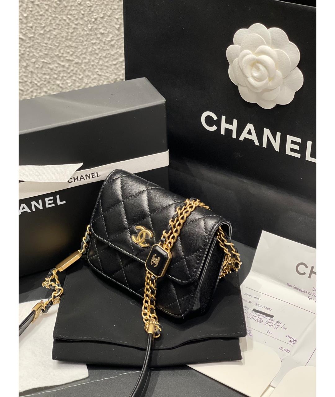 CHANEL PRE-OWNED Черная кожаная сумка через плечо, фото 3