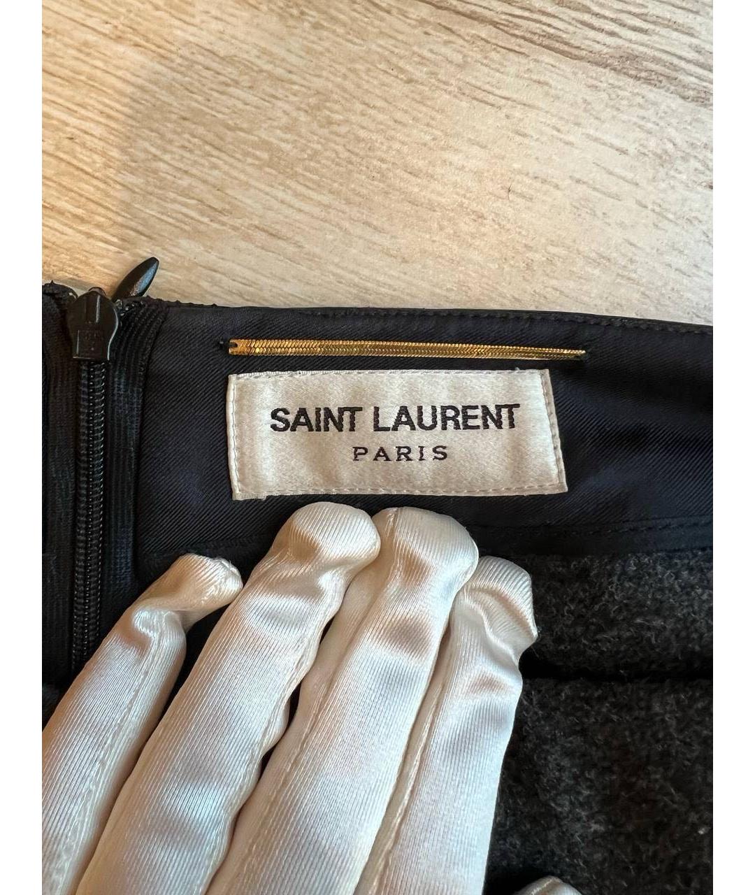 SAINT LAURENT Антрацитовая юбка мини, фото 3