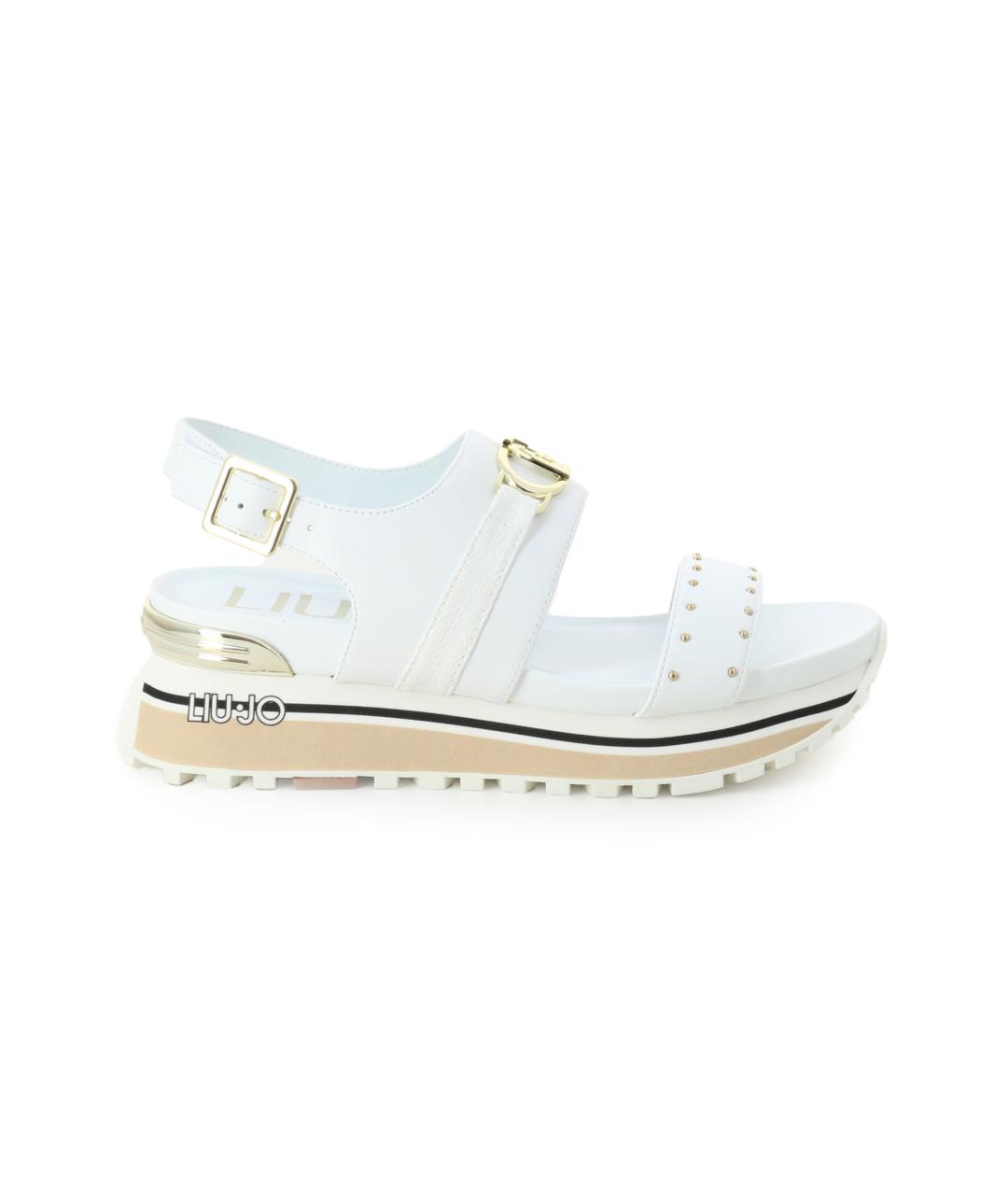 LIU JO Белые кожаные сандалии, фото 1