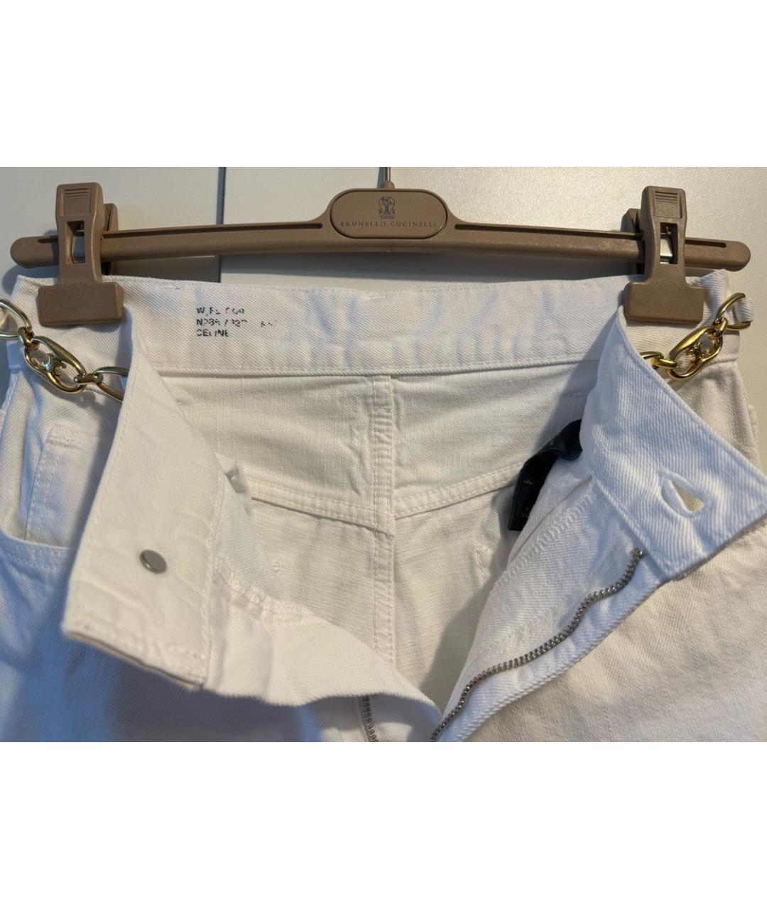 CELINE PRE-OWNED Белые хлопковые прямые джинсы, фото 4