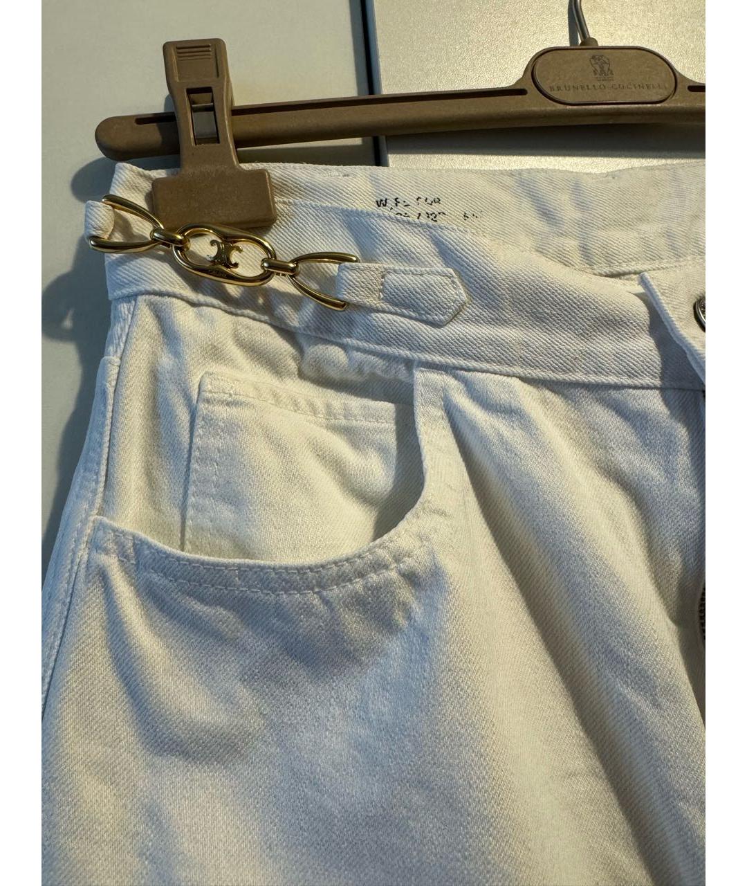 CELINE Белые хлопковые прямые джинсы, фото 5