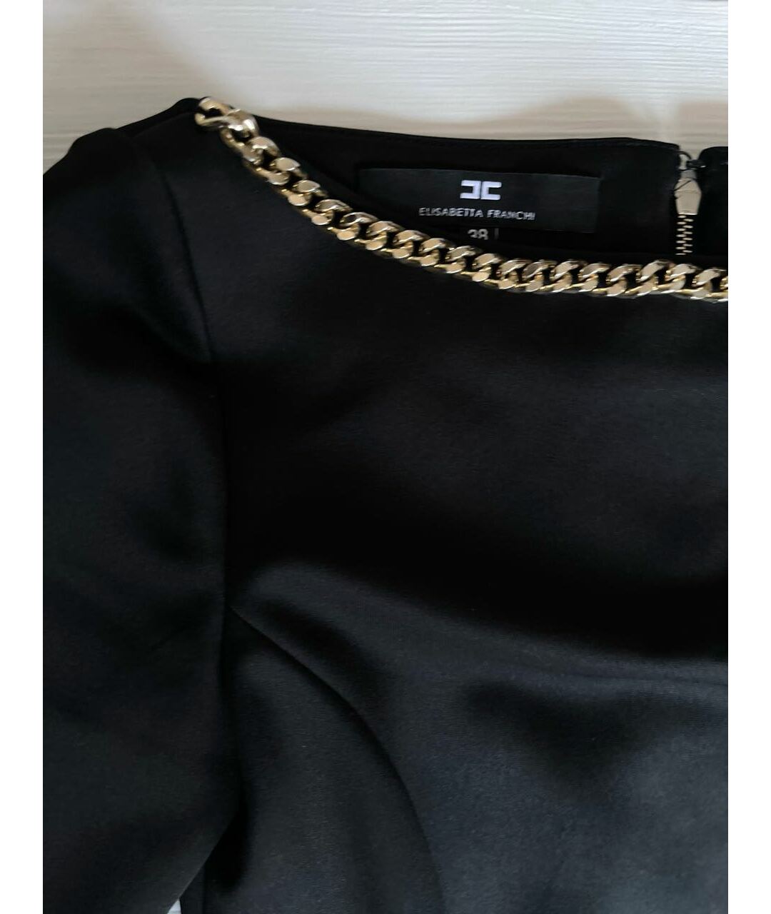 ELISABETTA FRANCHI Черное полиэстеровое повседневное платье, фото 7