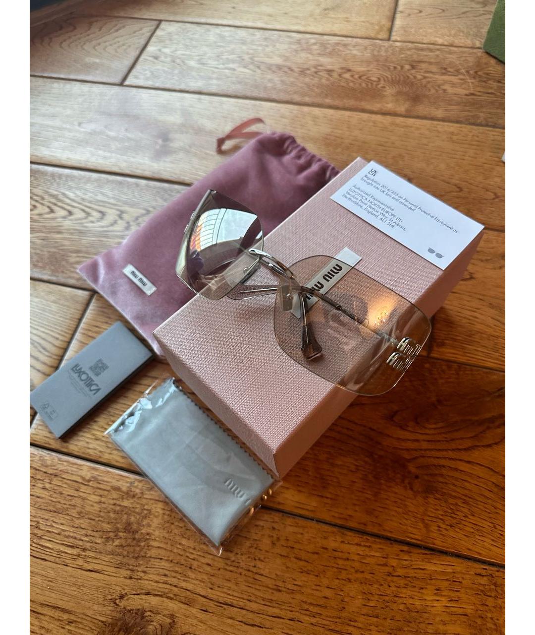 MIU MIU Серебряные металлические солнцезащитные очки, фото 6