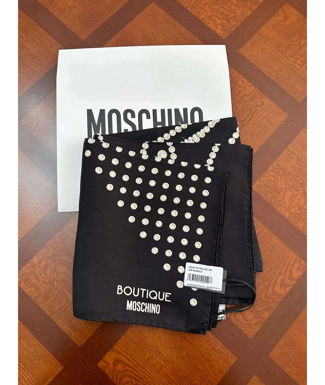 BOUTIQUE MOSCHINO Черный шелковый платок, фото 2