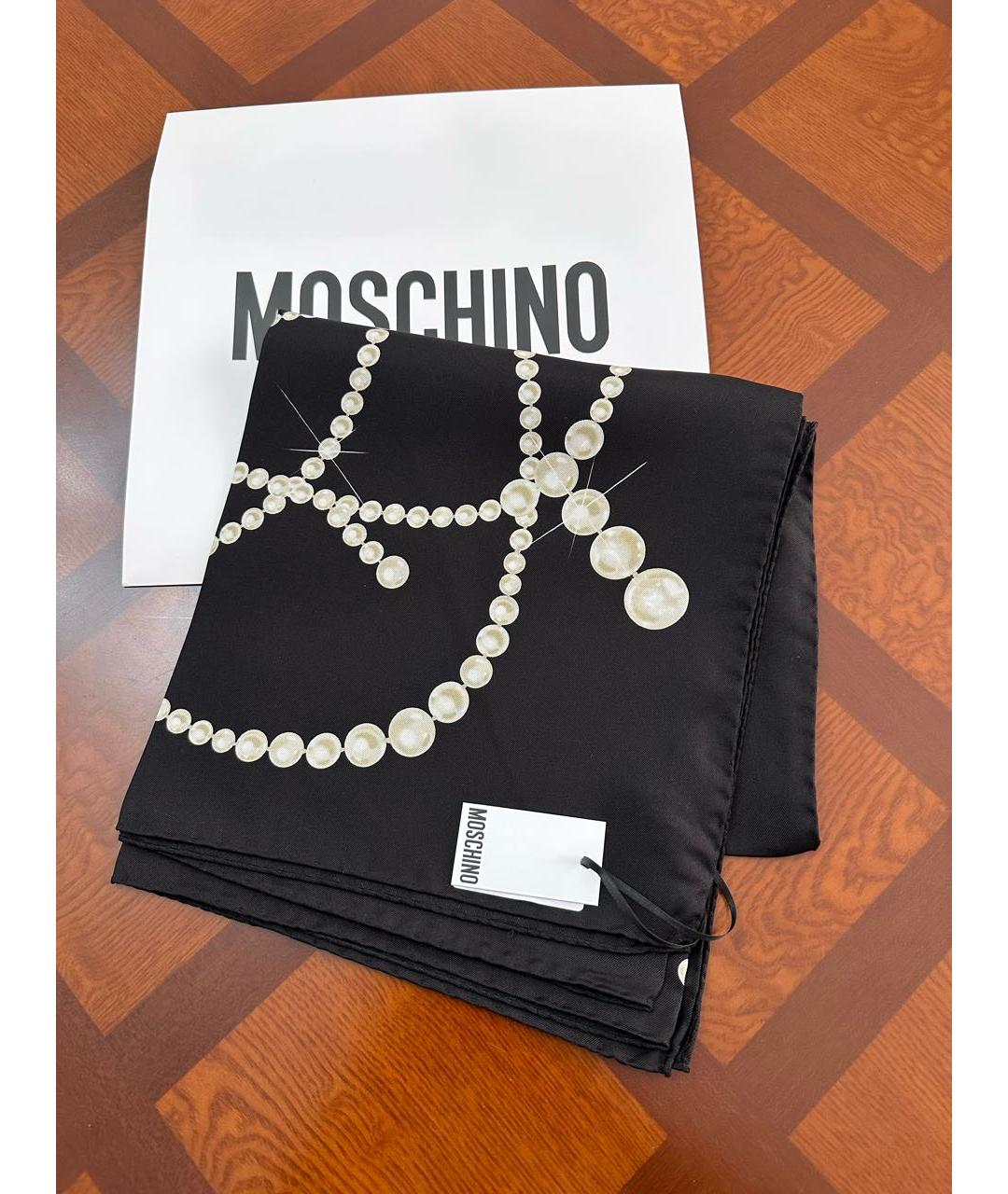 BOUTIQUE MOSCHINO Черный шелковый платок, фото 5