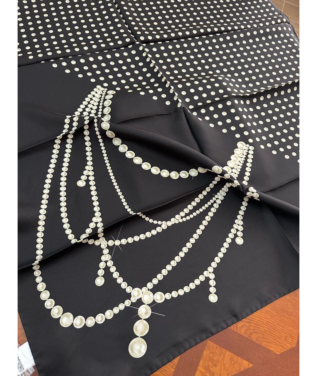 BOUTIQUE MOSCHINO Черный шелковый платок, фото 4