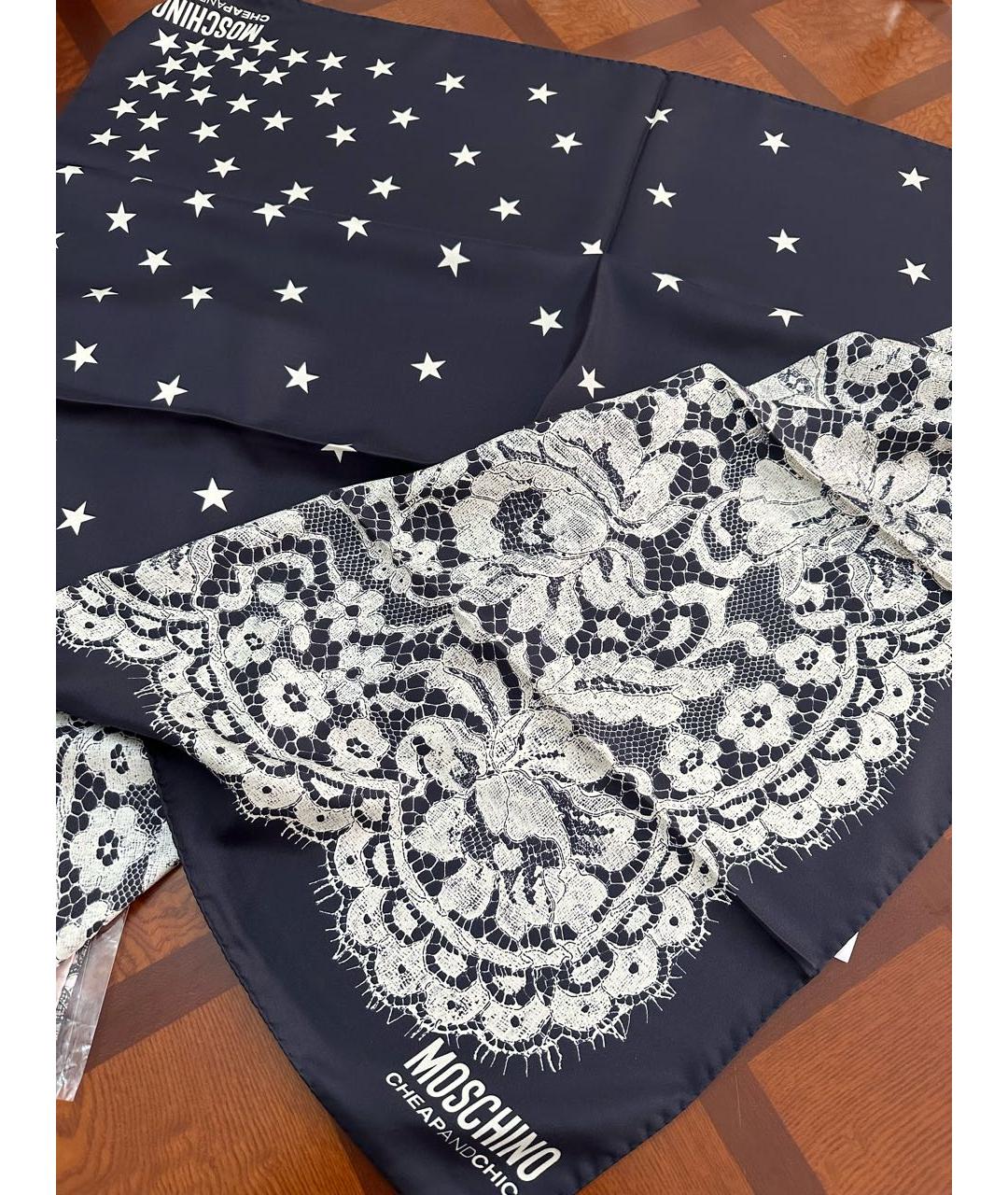 MOSCHINO Темно-синий шелковый платок, фото 3
