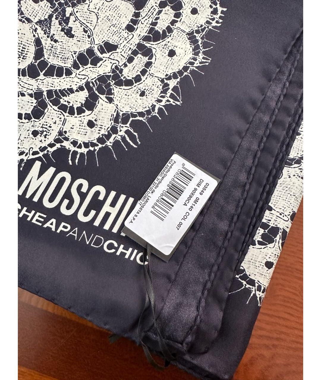 MOSCHINO Темно-синий шелковый платок, фото 2