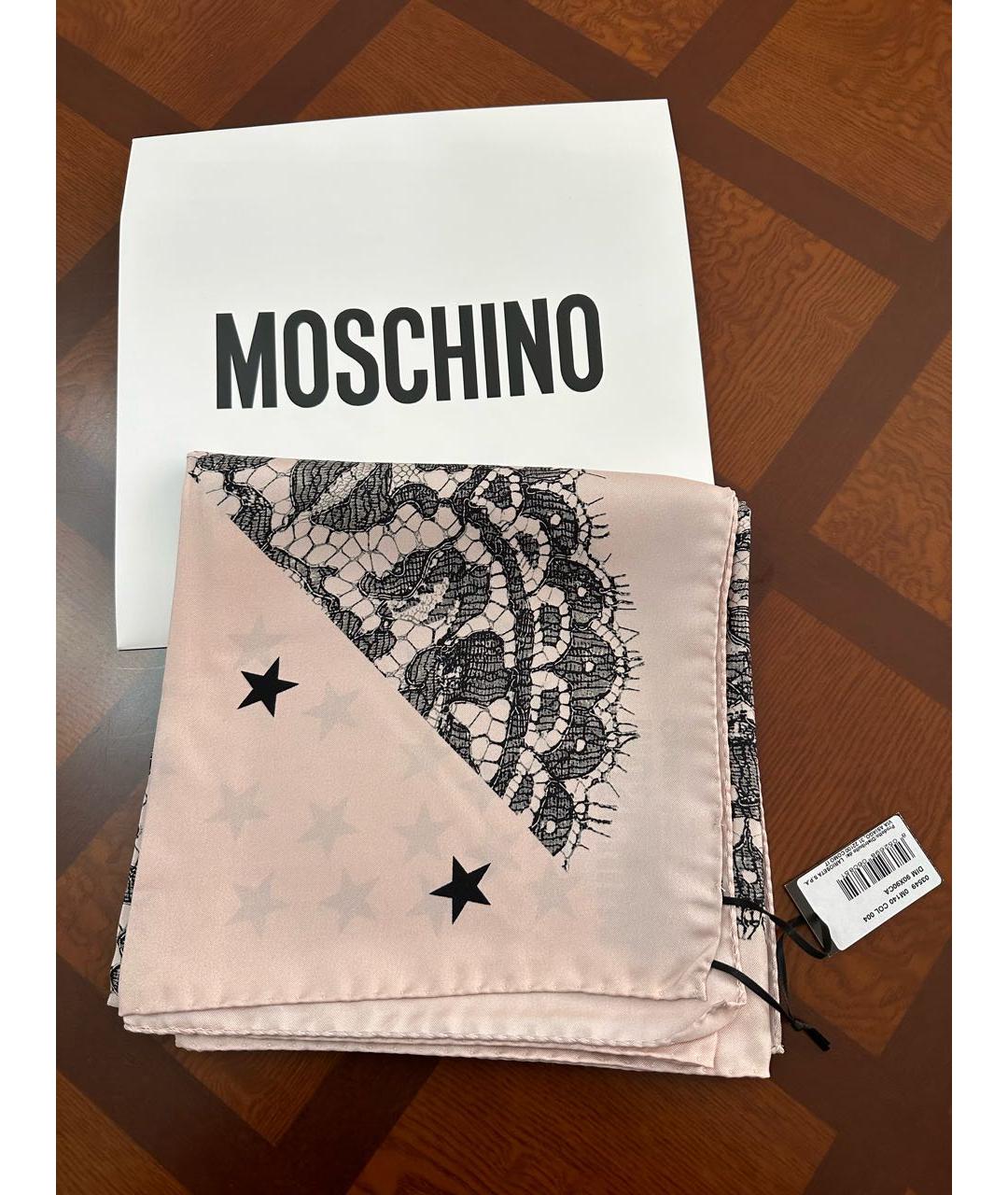 MOSCHINO Розовый шелковый платок, фото 5