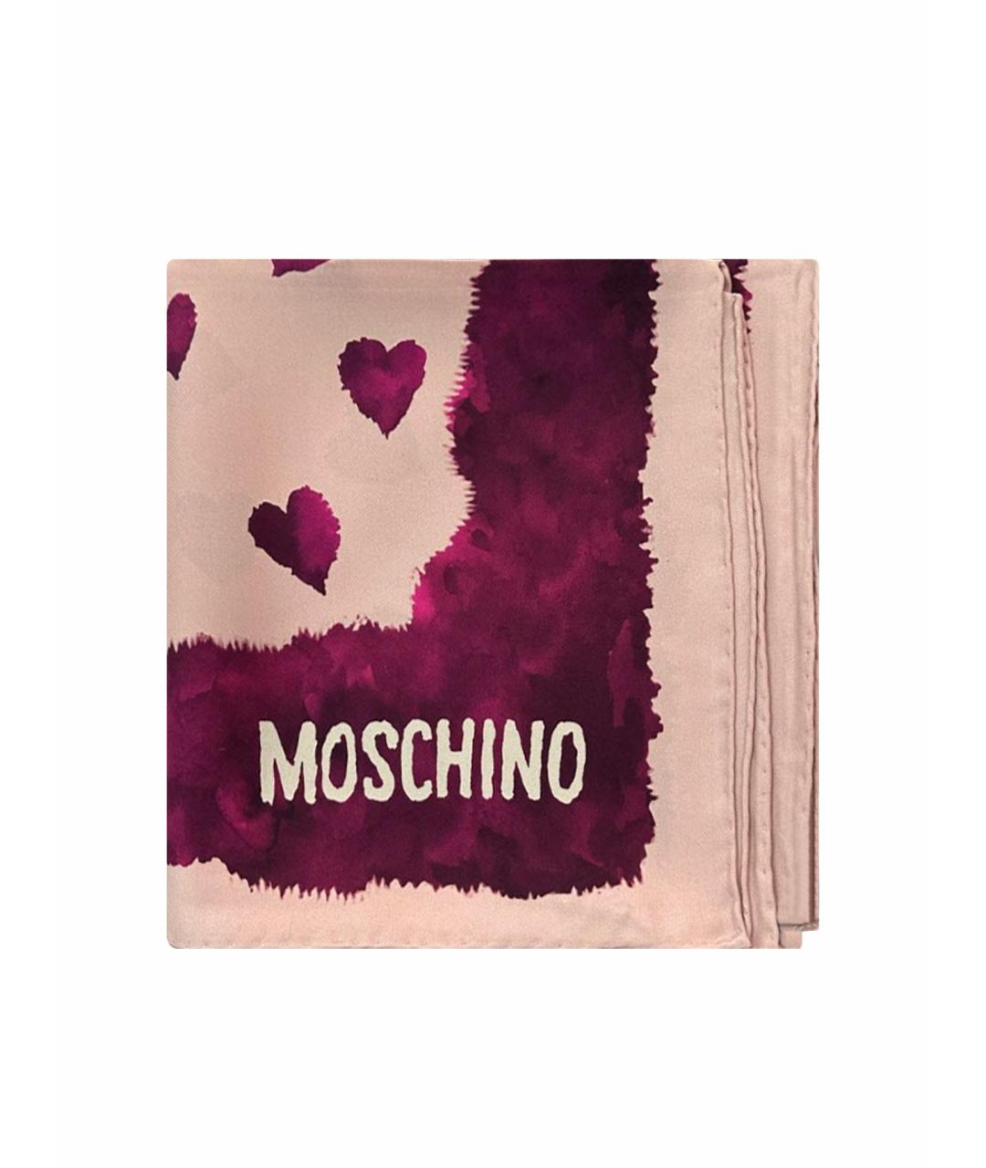 MOSCHINO Розовый шелковый платок, фото 1