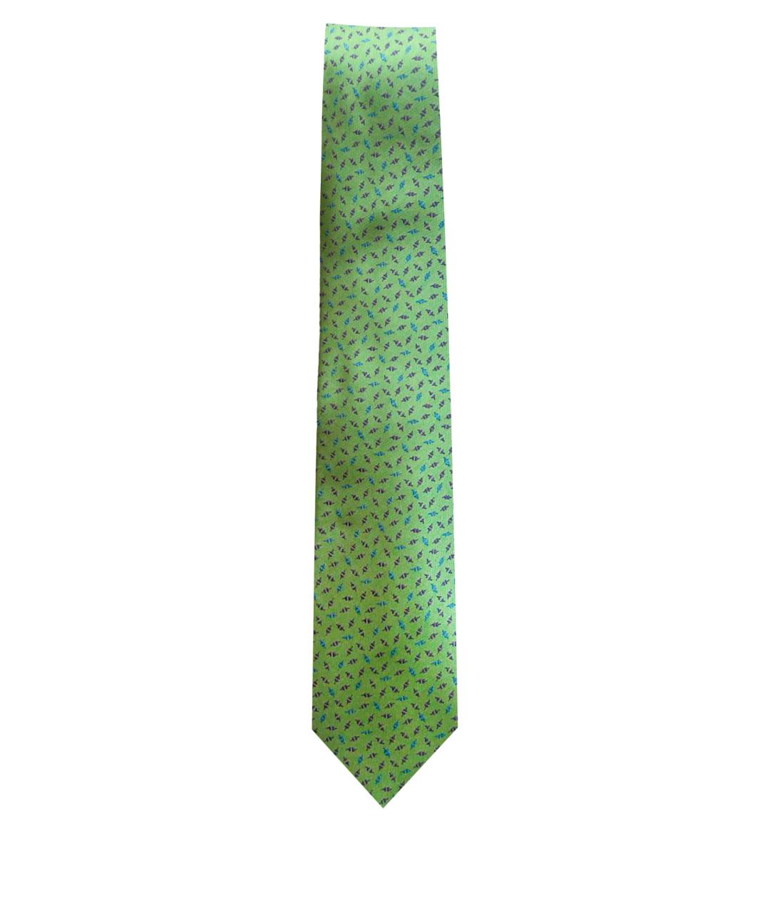 HERMES PRE-OWNED Зеленый шелковый галстук, фото 1