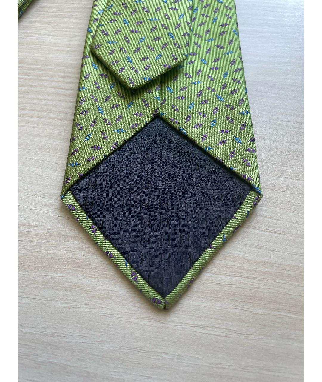 HERMES PRE-OWNED Зеленый шелковый галстук, фото 6