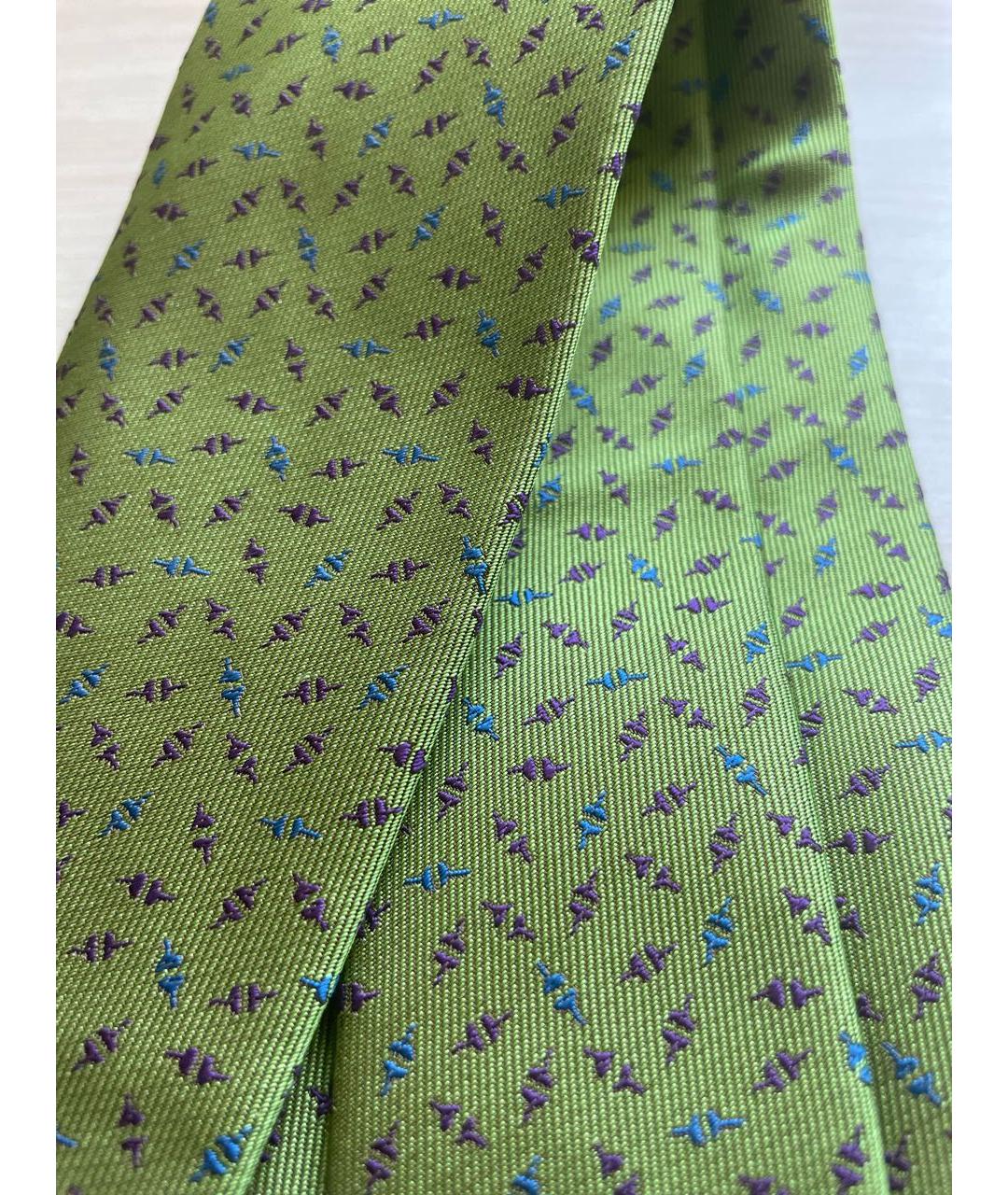 HERMES PRE-OWNED Зеленый шелковый галстук, фото 4