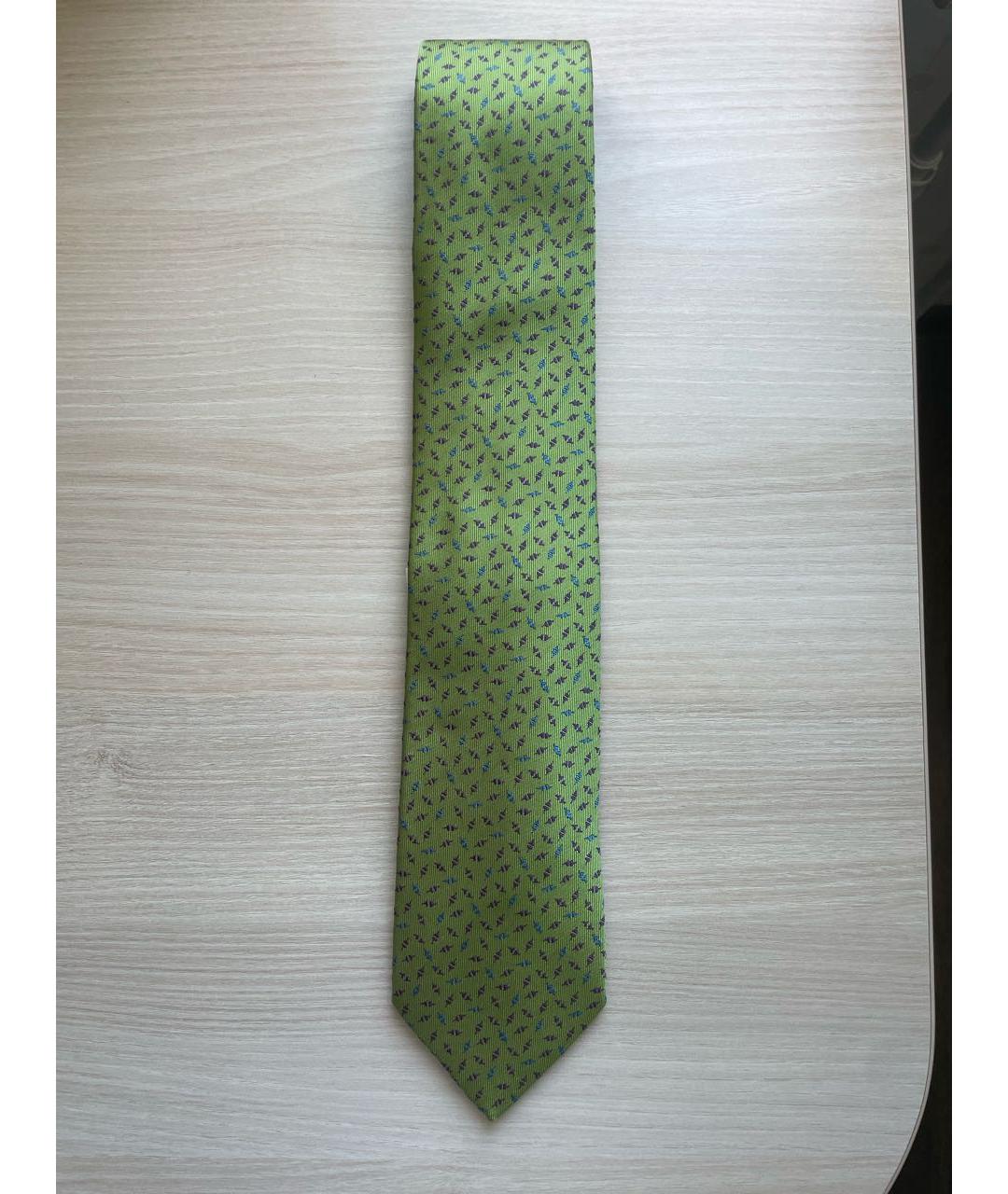 HERMES PRE-OWNED Зеленый шелковый галстук, фото 7