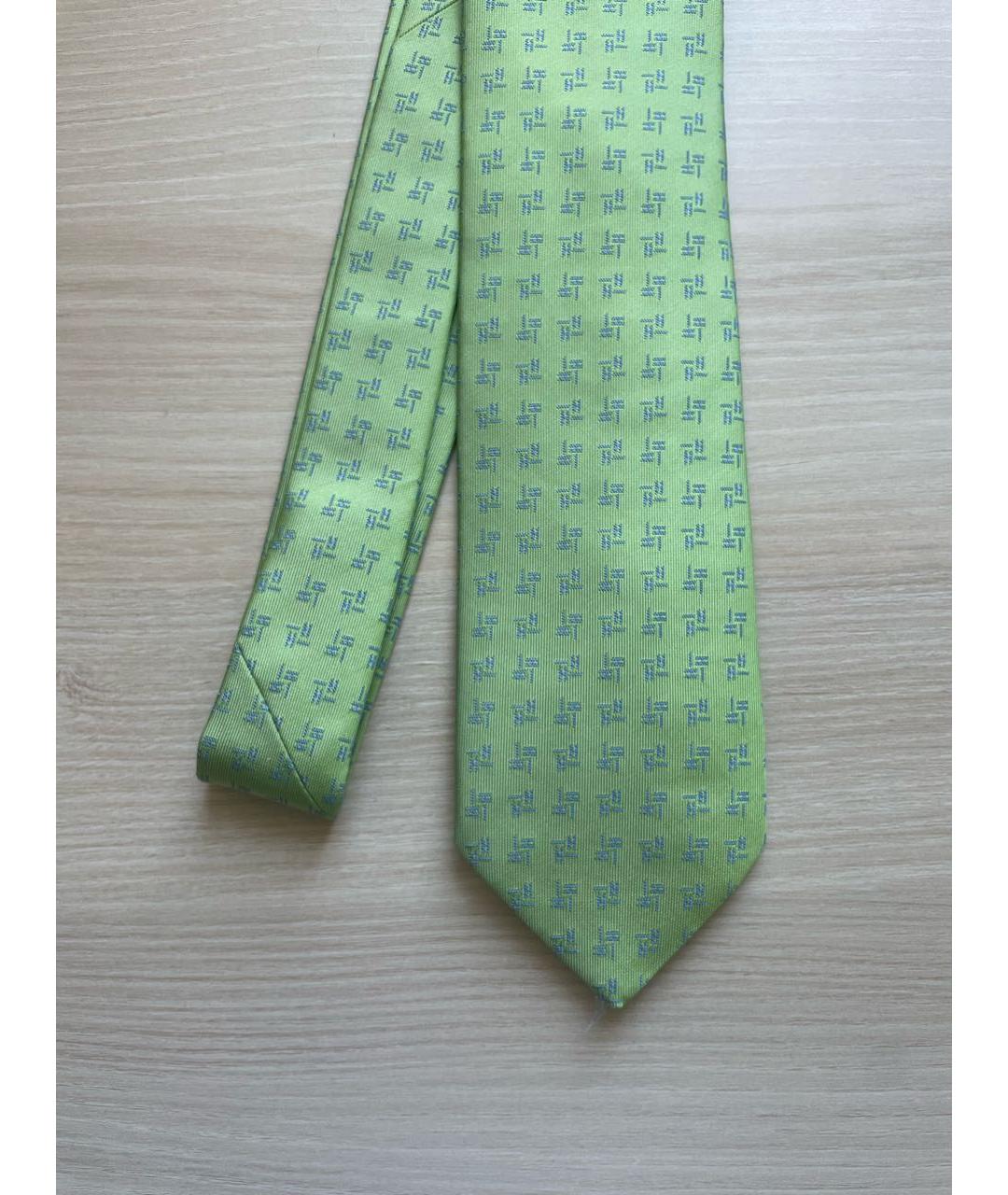 HERMES PRE-OWNED Салатовый шелковый галстук, фото 2