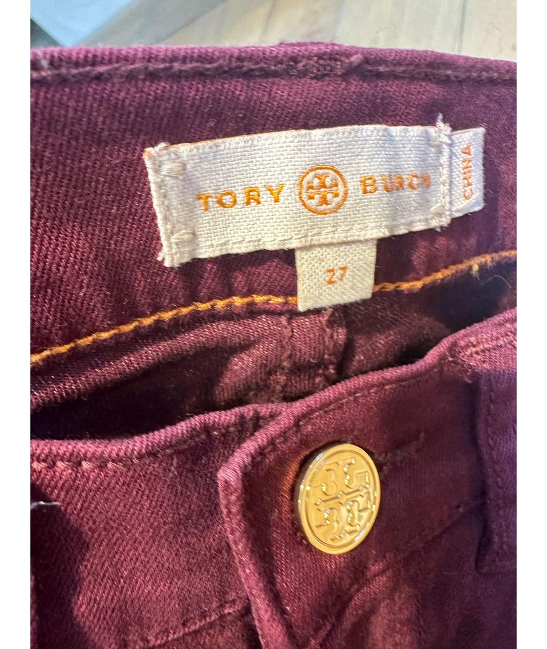 TORY BURCH Бордовые хлопковые джинсы слим, фото 4