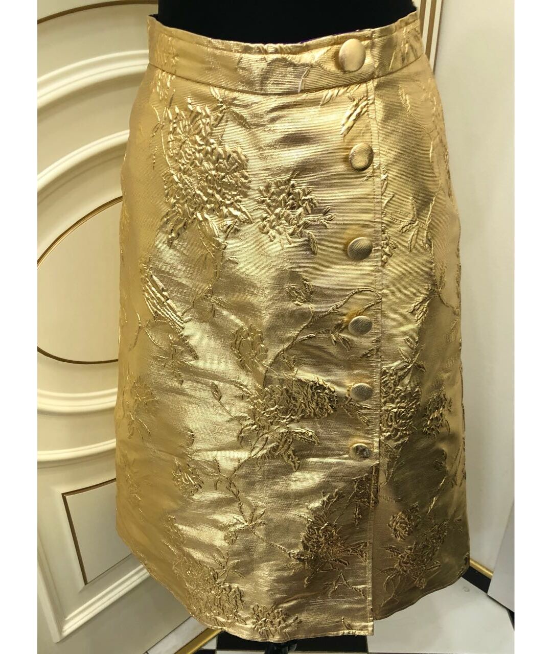 GIUSEPPE DI MORABITO Золотая юбка миди, фото 4