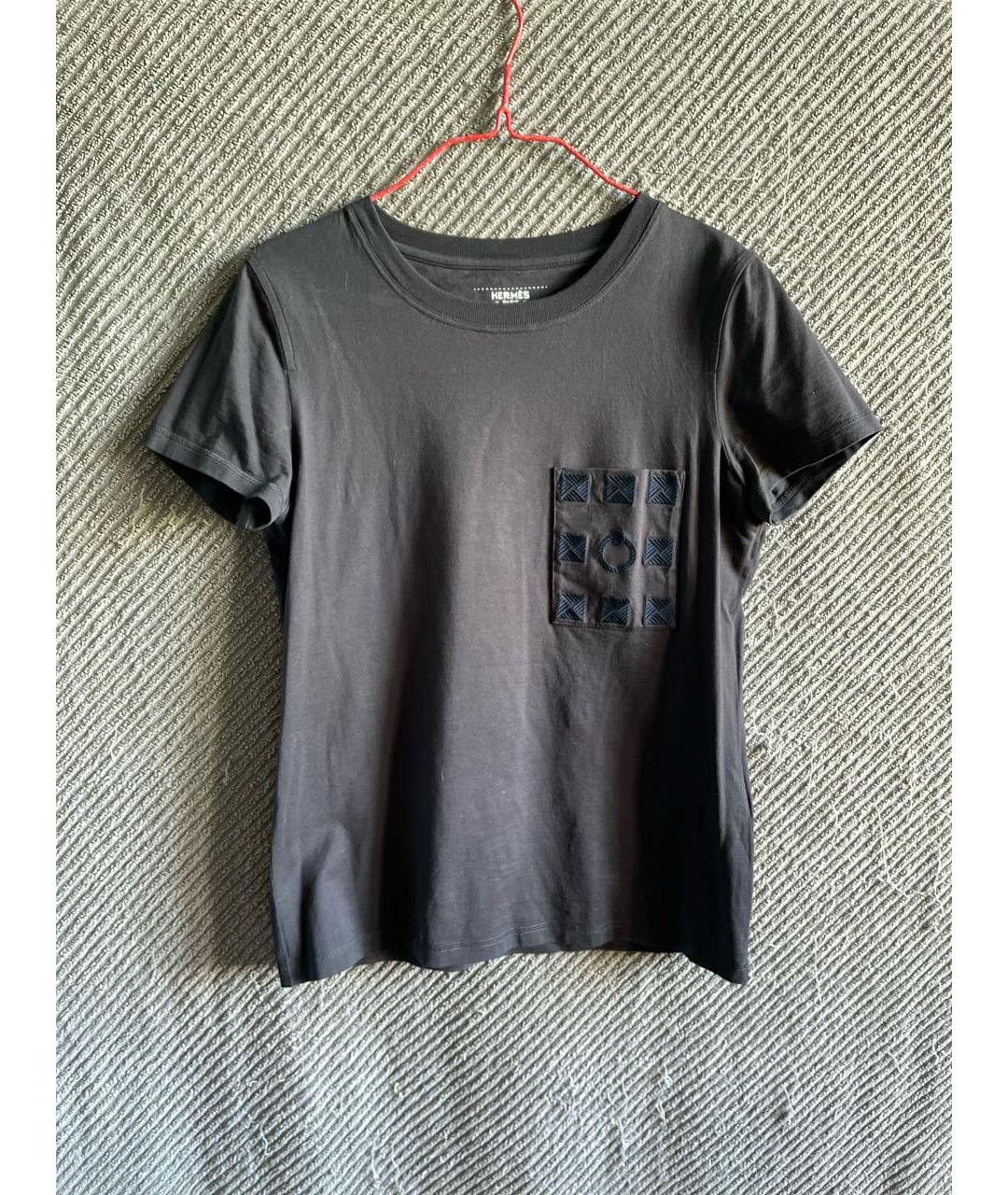 HERMES PRE-OWNED Черная вискозная футболка, фото 4
