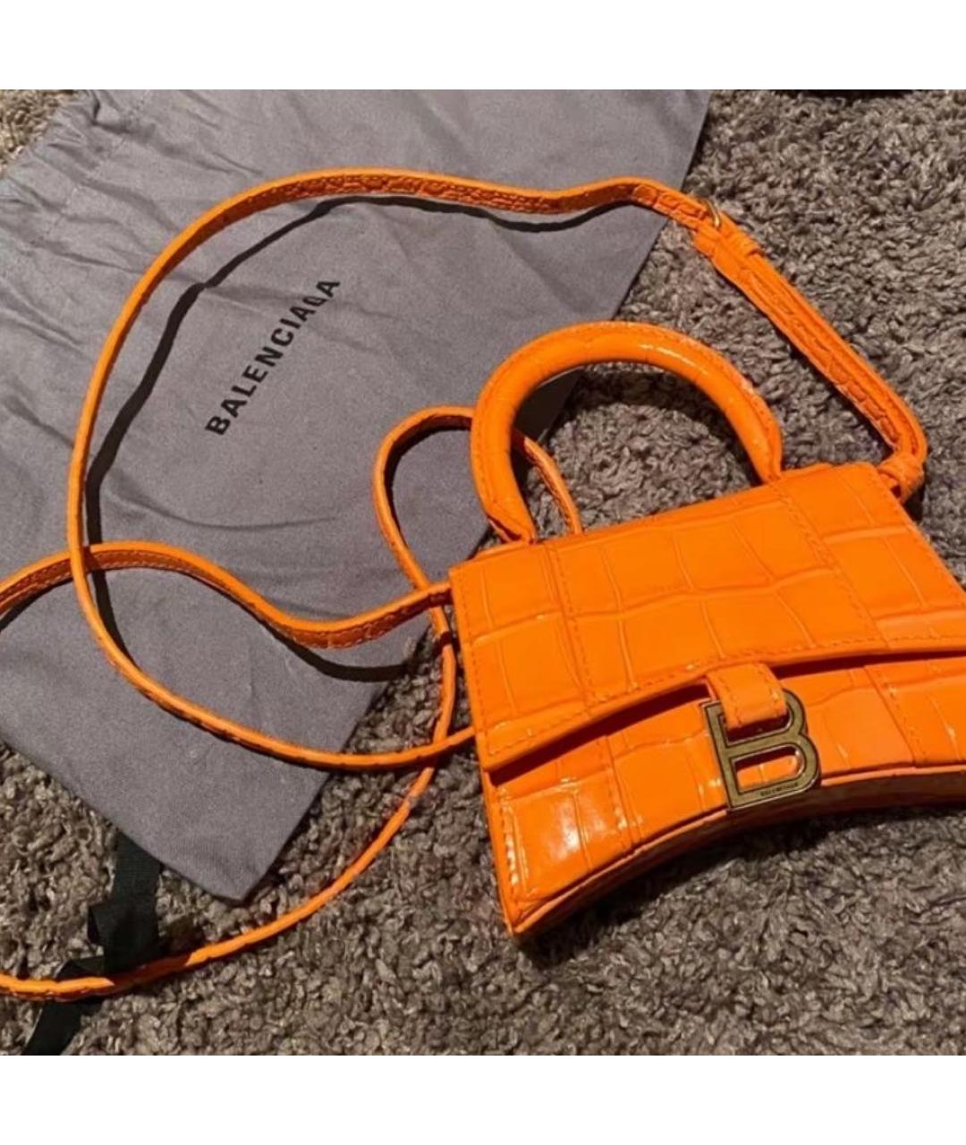 BALENCIAGA Оранжевая кожаная сумка с короткими ручками, фото 6