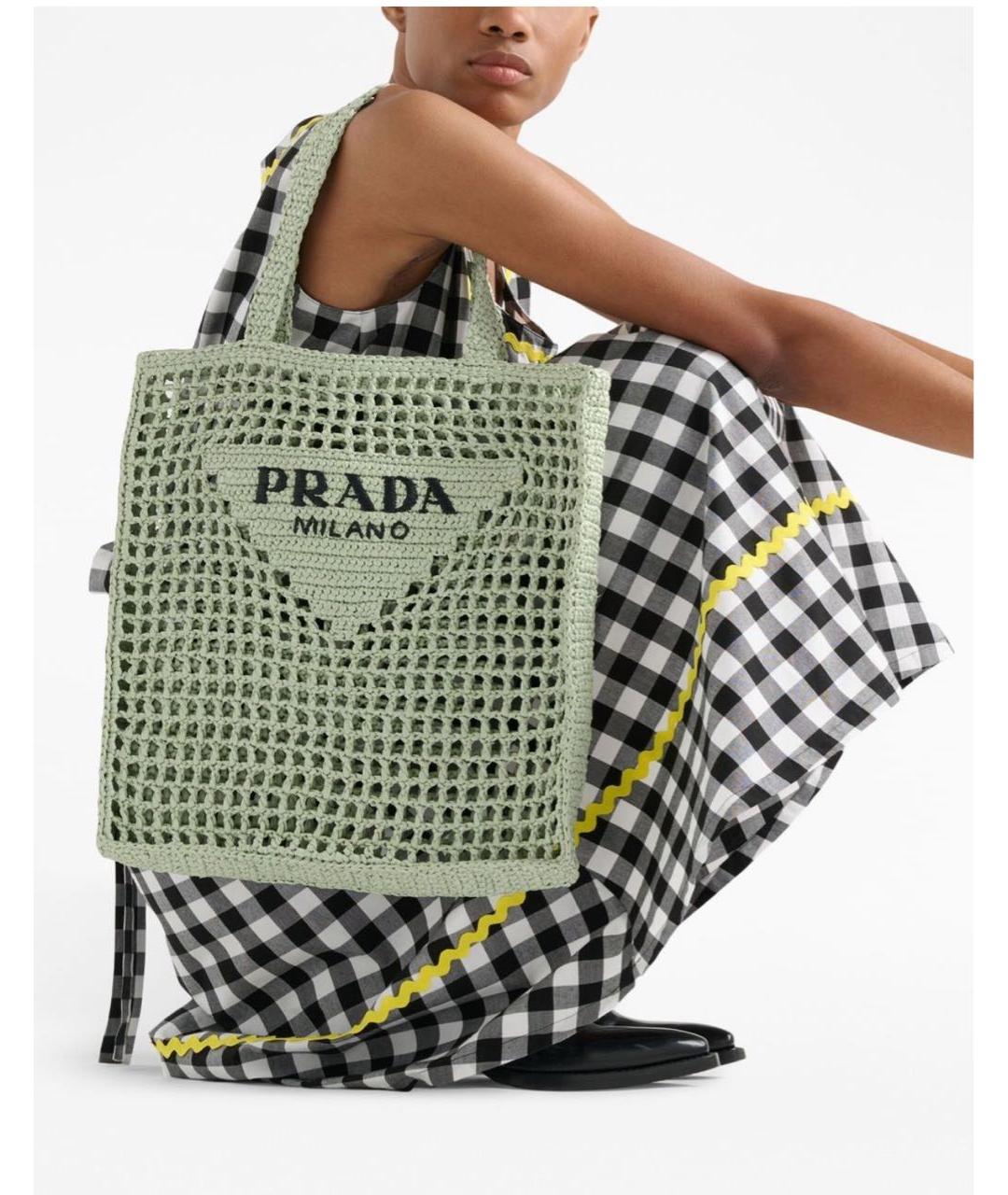 Prada gingham tote online