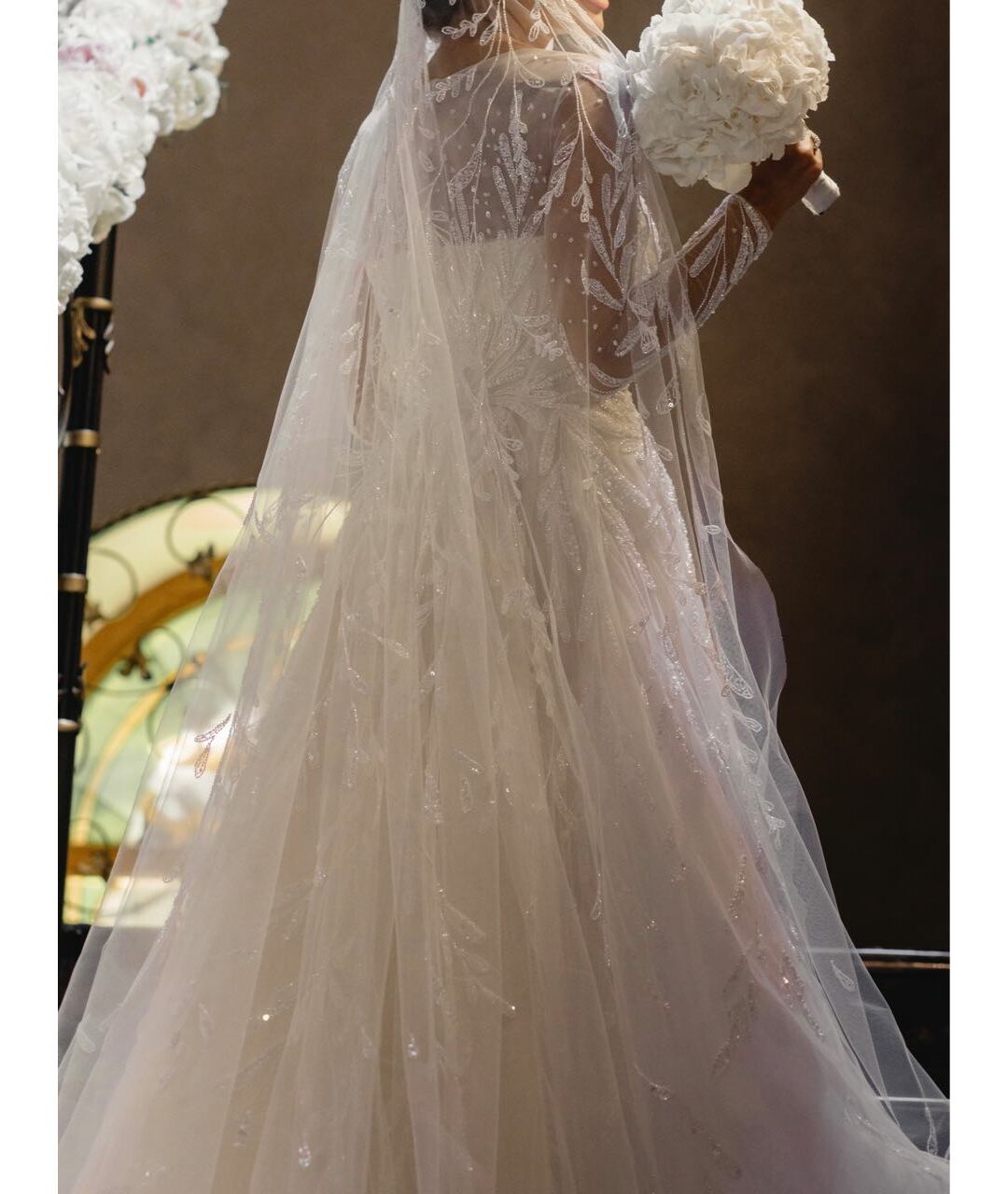 Georges Hobeika Белое сетчатое свадебное платье, фото 5