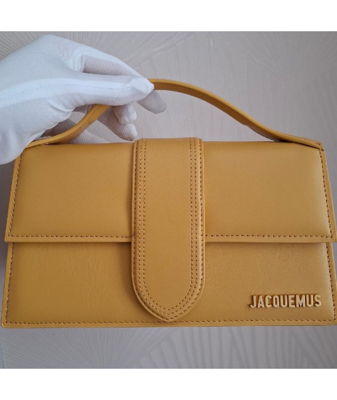JACQUEMUS Желтая кожаная сумка с короткими ручками, фото 7