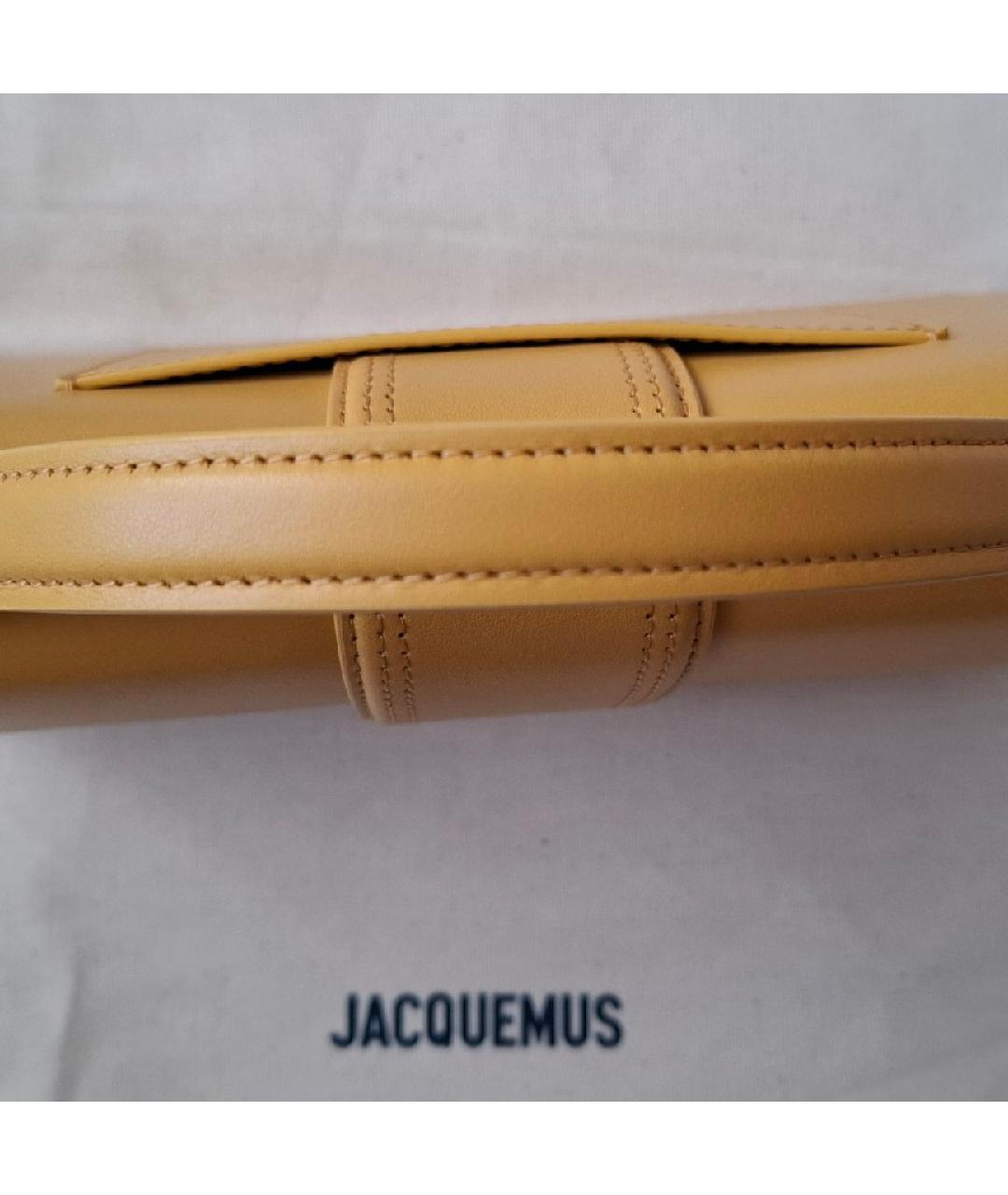 JACQUEMUS Желтая кожаная сумка с короткими ручками, фото 6