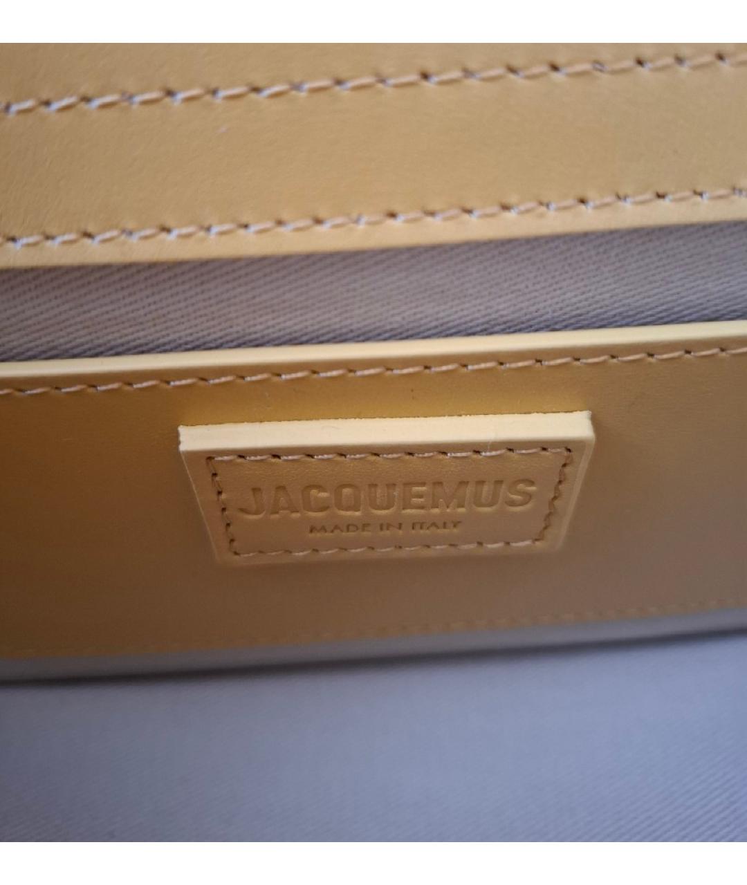 JACQUEMUS Желтая кожаная сумка с короткими ручками, фото 4