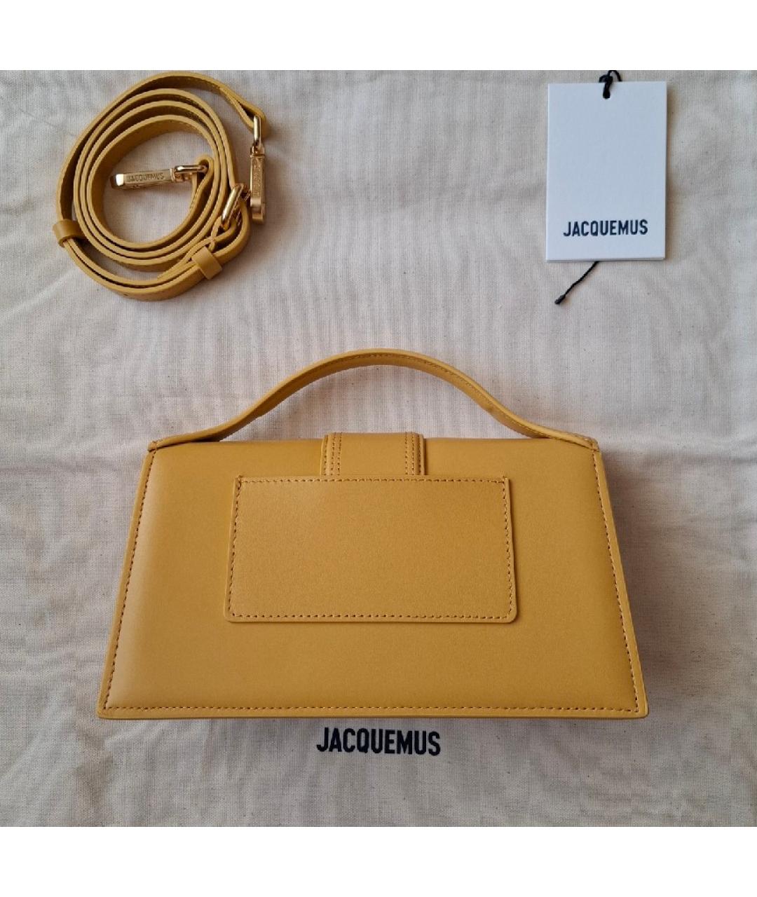 JACQUEMUS Желтая кожаная сумка с короткими ручками, фото 2