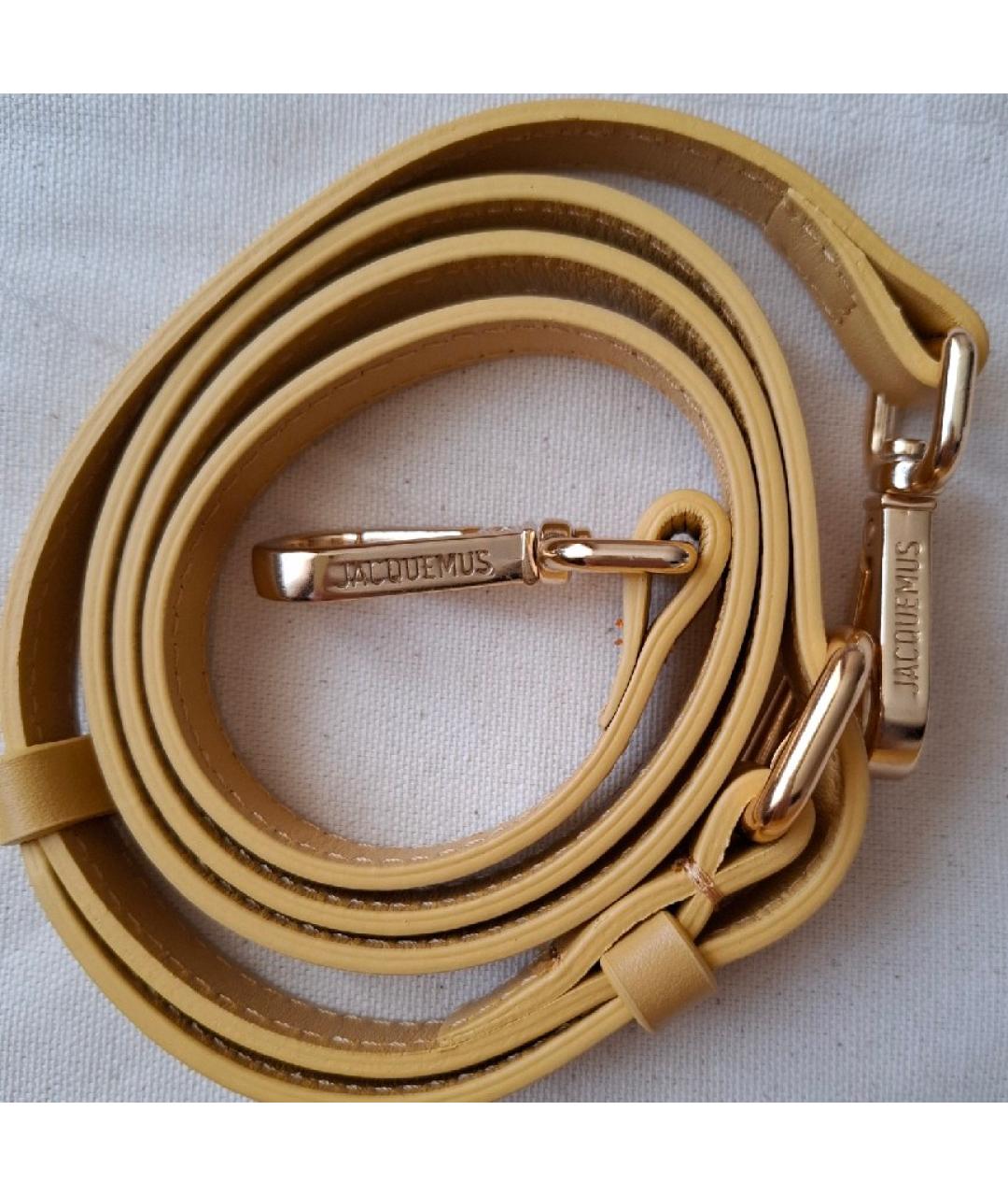 JACQUEMUS Желтая кожаная сумка с короткими ручками, фото 3