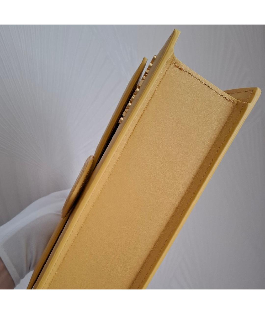 JACQUEMUS Желтая кожаная сумка с короткими ручками, фото 9