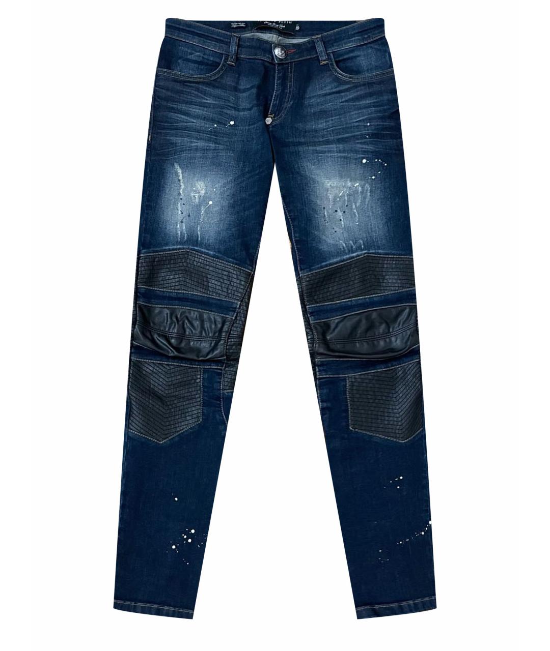 PHILIPP PLEIN Темно-синие хлопковые джинсы слим, фото 1
