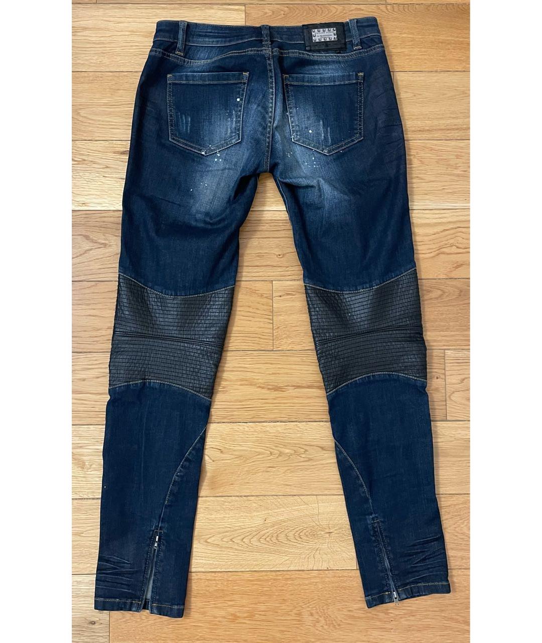 PHILIPP PLEIN Темно-синие хлопковые джинсы слим, фото 2