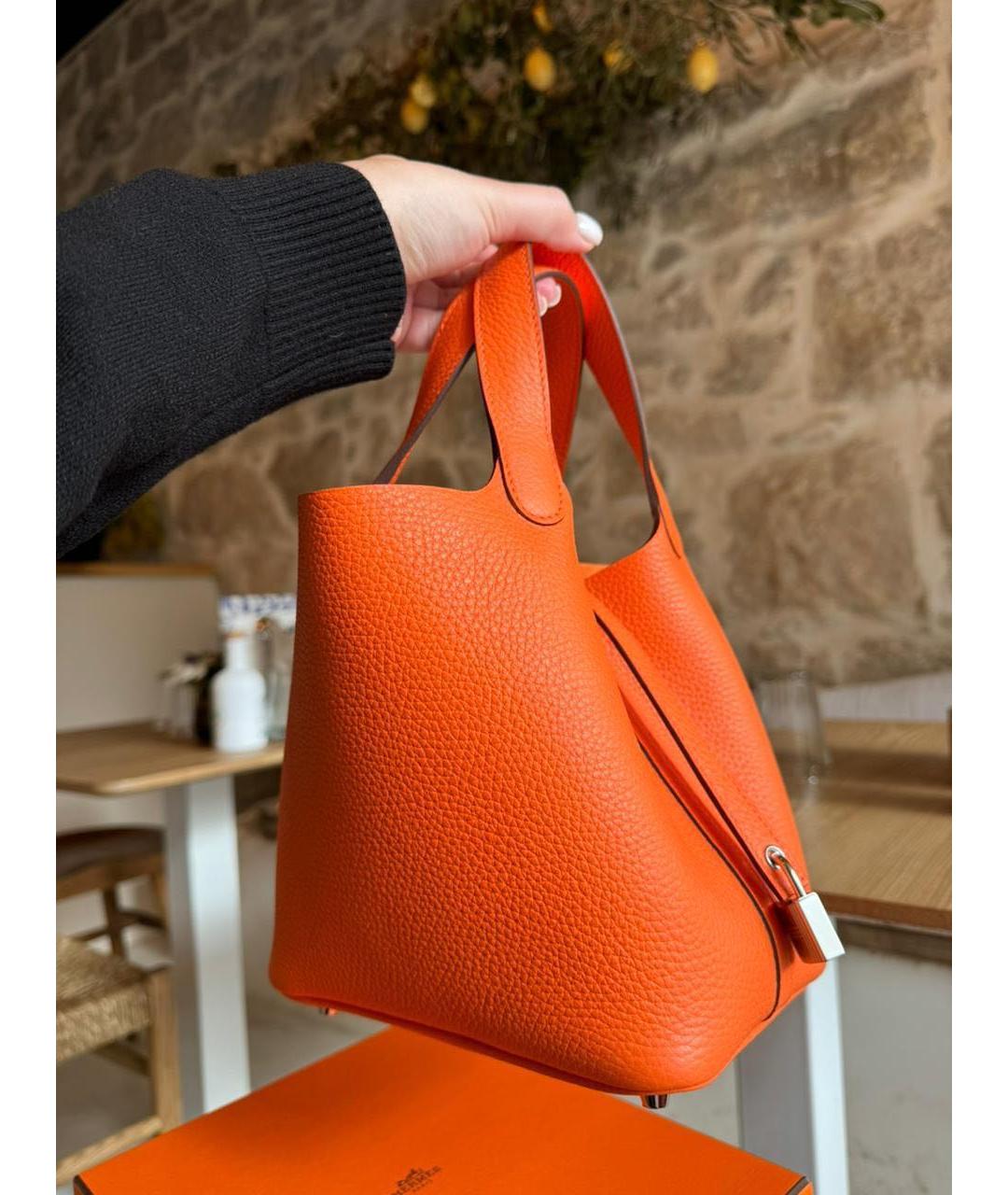 HERMES PRE-OWNED Оранжевая кожаная сумка через плечо, фото 5