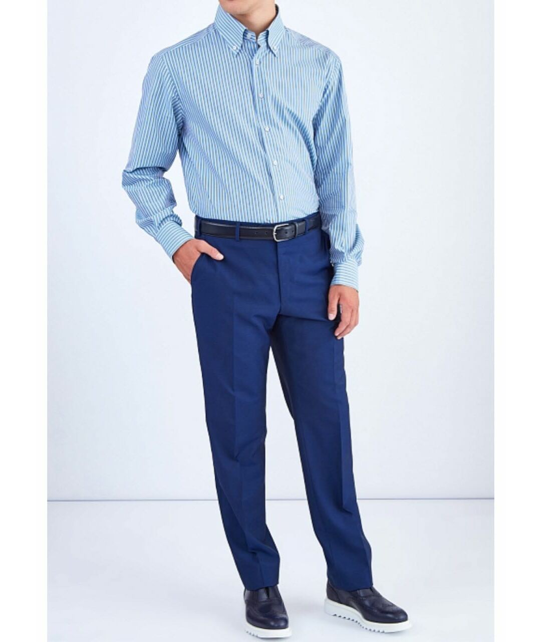 BRIONI Синие шерстяные классические брюки, фото 2