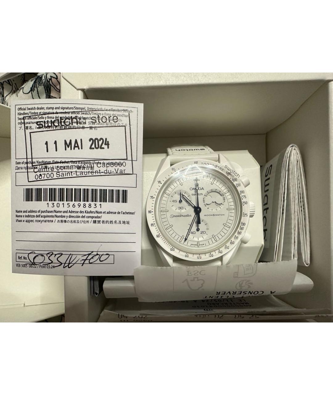 OMEGA Белые керамические часы, фото 8