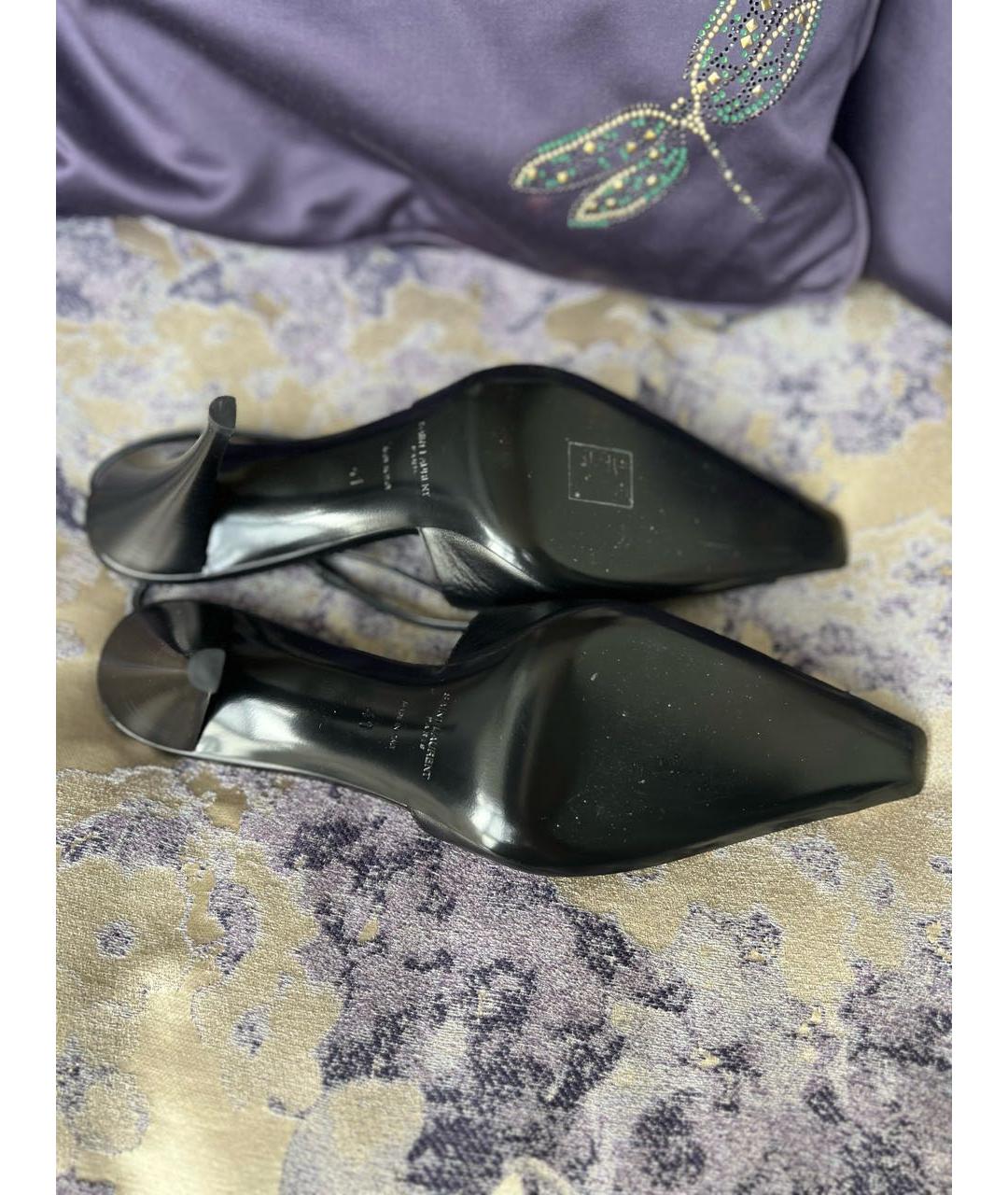 SAINT LAURENT Черные кожаные босоножки, фото 4
