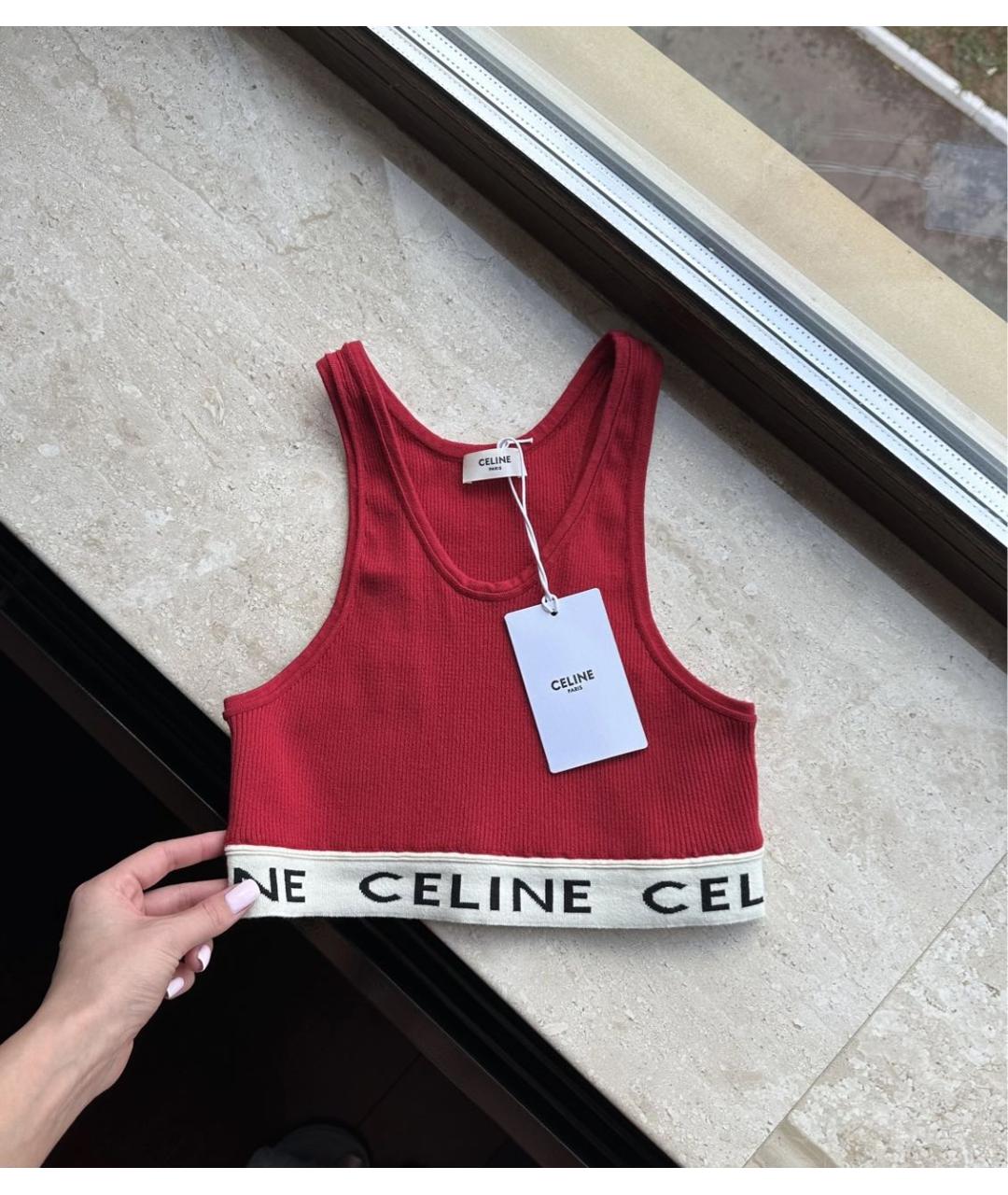 CELINE PRE-OWNED Красная хлопковая майка, фото 2