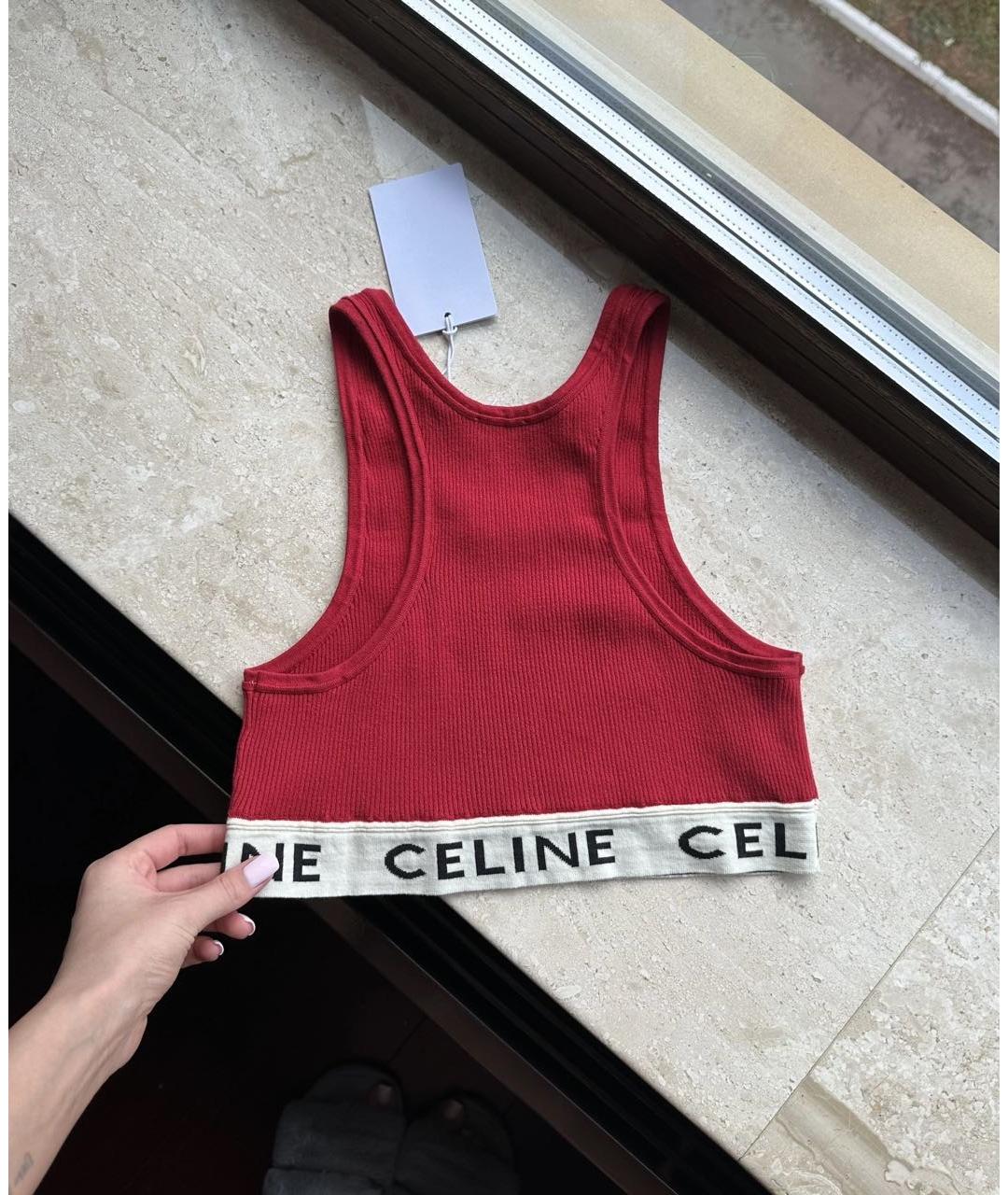 CELINE PRE-OWNED Красная хлопковая майка, фото 3