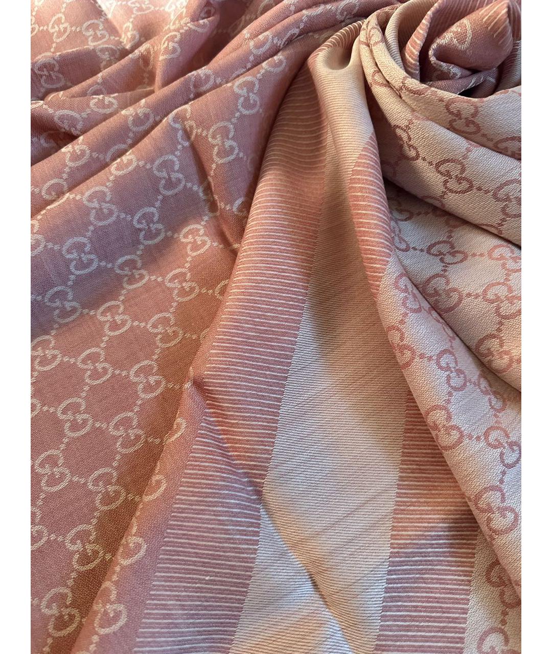 GUCCI Розовый шерстяной платок, фото 3